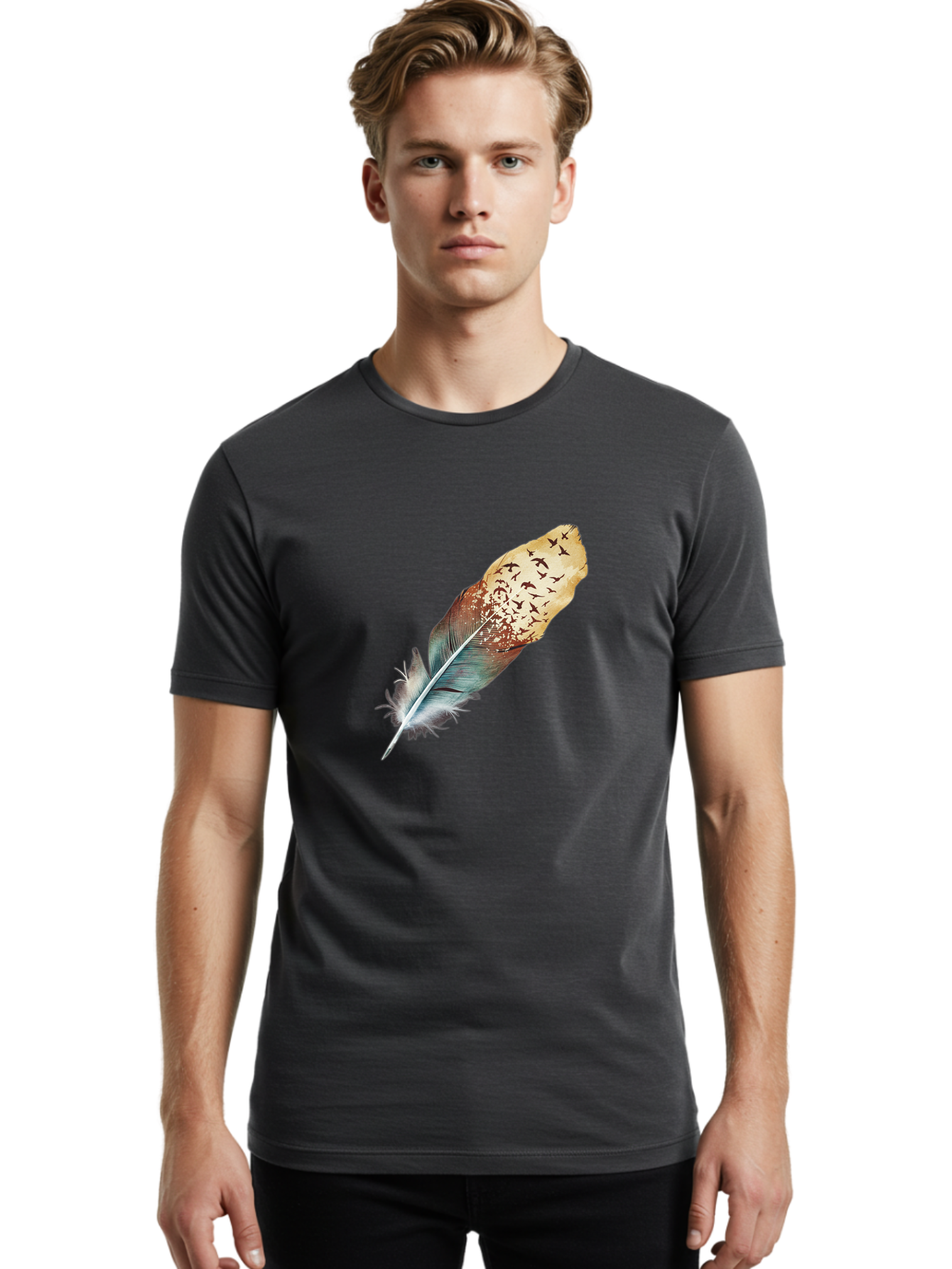 Flock-Of-Birds-Feather Men'S Graphic Tee, 100% Cotton, Comfortable Casual Summer Wear, Machine Washable, Vintage Camera, Old Camera, Antique Camera, Black Camera, Classic Photography, Photography Equipment, Nostalgic Device, Film Camera, Bai892 22