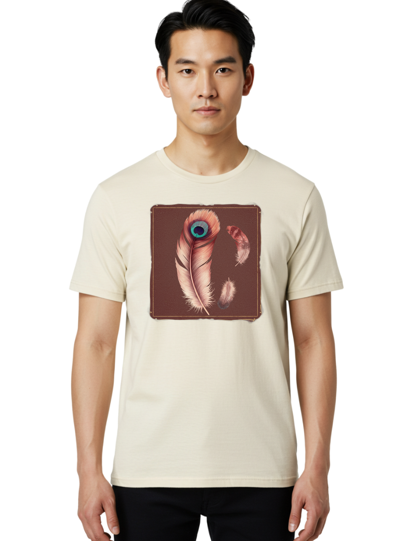 Peacock-Feathers-5 Men'S Graphic Tee, 100% Cotton, Comfortable Casual Summer Wear, Machine Washable, Vintage Camera, Old Camera, Antique Camera, Black Camera, Classic Photography, Photography Equipment, Nostalgic Device, Film Camera, Baj155 26