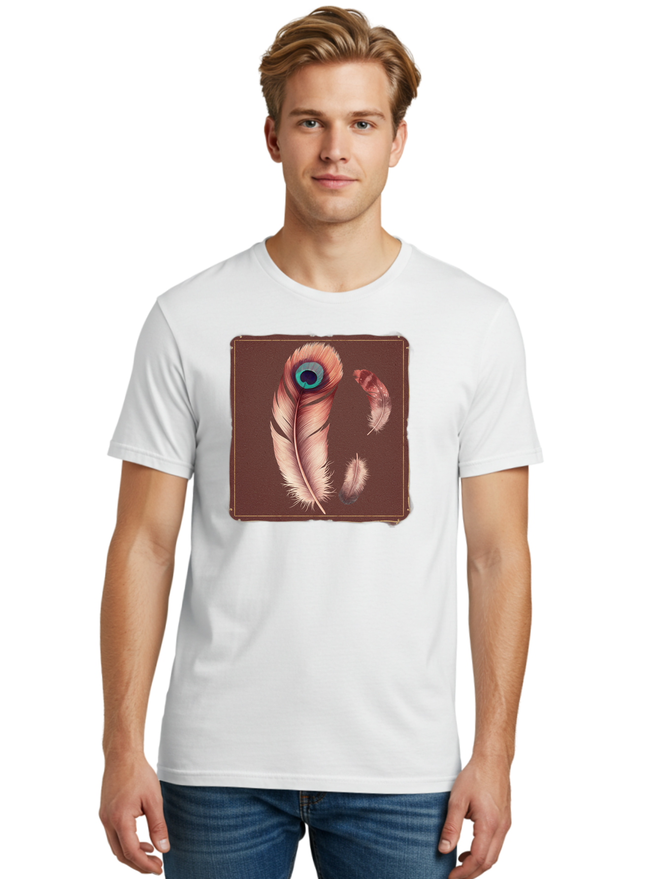 Peacock-Feathers-5 Men'S Graphic Tee, 100% Cotton, Comfortable Casual Summer Wear, Machine Washable, Vintage Camera, Old Camera, Antique Camera, Black Camera, Classic Photography, Photography Equipment, Nostalgic Device, Film Camera, Baj155 20