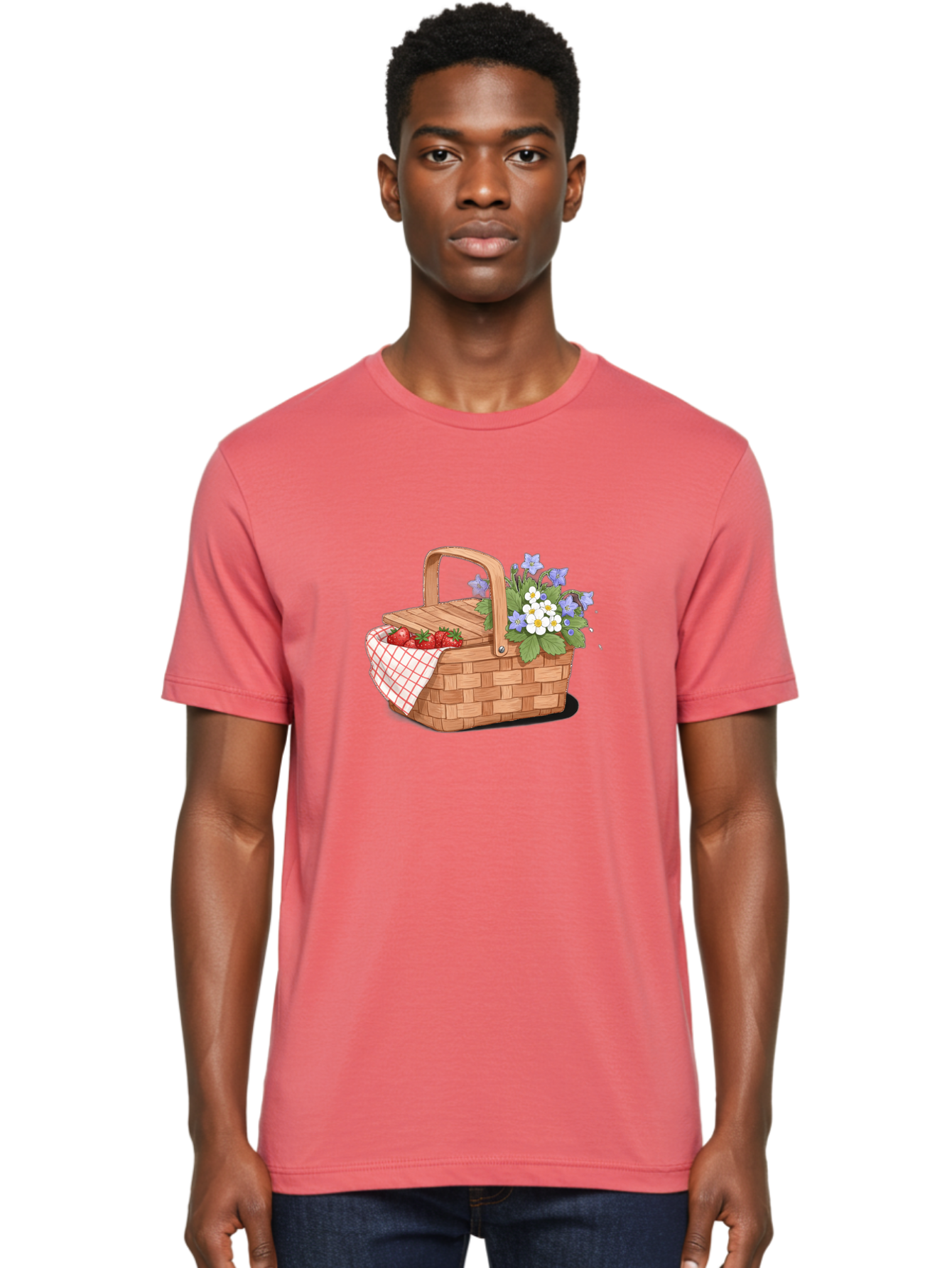 Picnic-Basket-1 Men'S Graphic Tee, 100% Cotton, Comfortable Casual Summer Wear, Machine Washable, Vintage Camera, Old Camera, Antique Camera, Black Camera, Classic Photography, Photography Equipment, Nostalgic Device, Film Camera, Camera Art Baj160 24