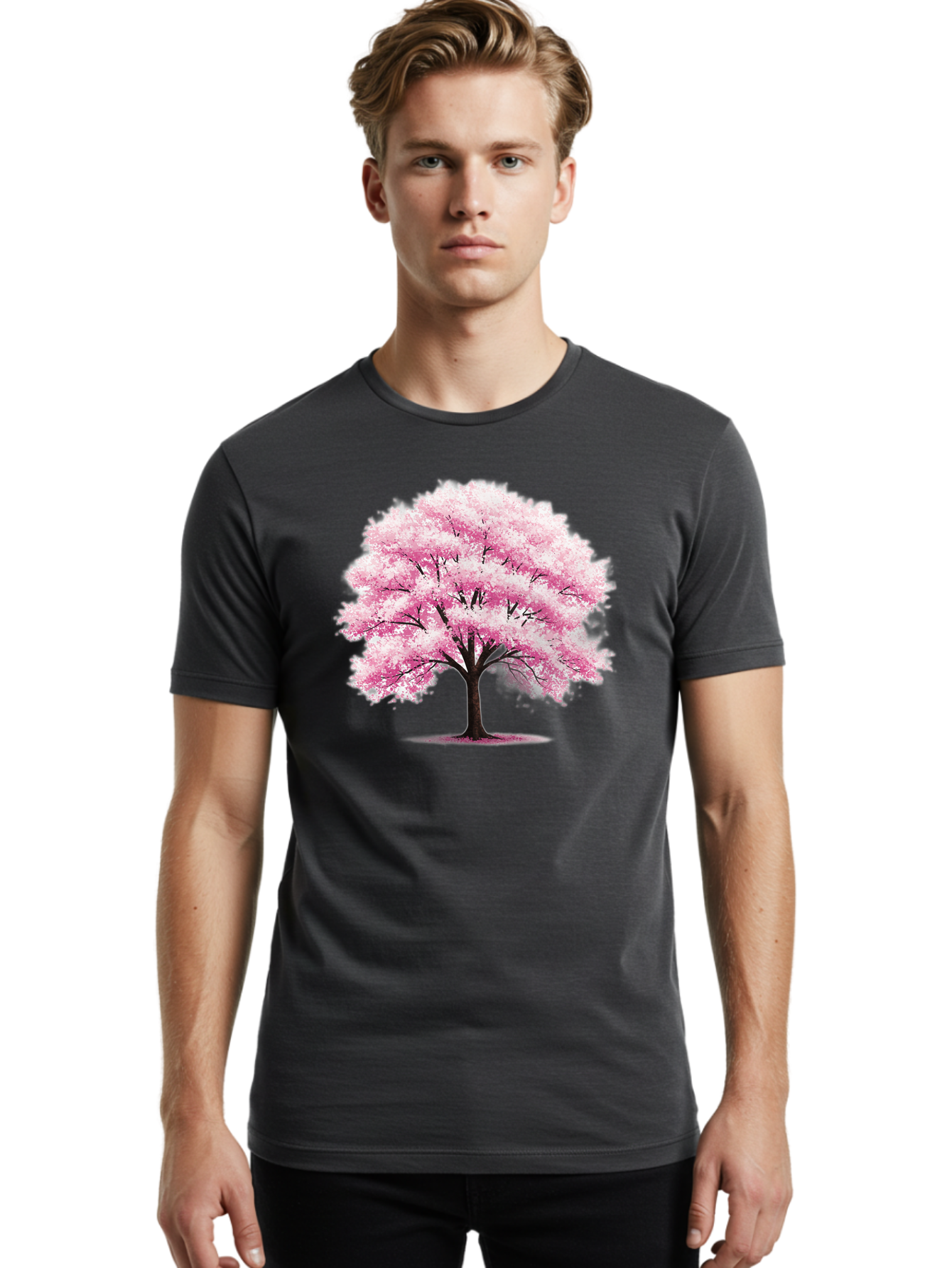 Pink-Cherry-Blossom-Tree-1 Men'S Graphic Tee, 100% Cotton, Comfortable Casual Summer Wear, Machine Washable, Vintage Camera, Old Camera, Antique Camera, Black Camera, Classic Photography, Photography Equipment, Nostalgic Device, Film Camera, Baj166 18