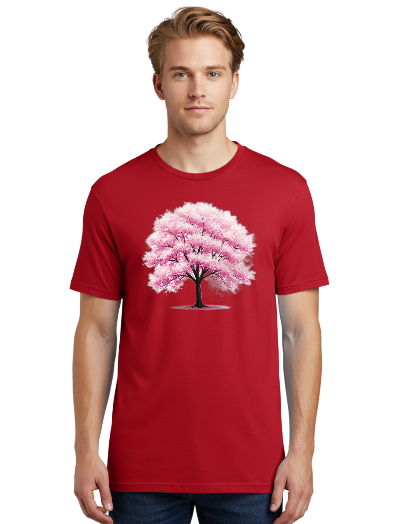 Pink-Cherry-Blossom-Tree-1 Men'S Graphic Tee, 100% Cotton, Comfortable Casual Summer Wear, Machine Washable, Vintage Camera, Old Camera, Antique Camera, Black Camera, Classic Photography, Photography Equipment, Nostalgic Device, Film Camera, Baj166 16
