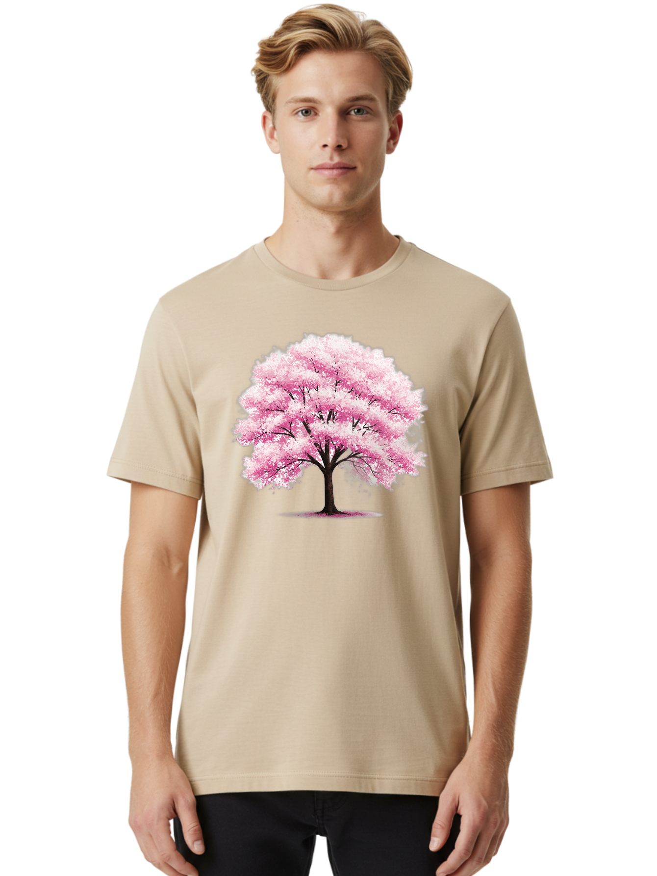 Pink-Cherry-Blossom-Tree-1 Men'S Graphic Tee, 100% Cotton, Comfortable Casual Summer Wear, Machine Washable, Vintage Camera, Old Camera, Antique Camera, Black Camera, Classic Photography, Photography Equipment, Nostalgic Device, Film Camera, Baj166 25