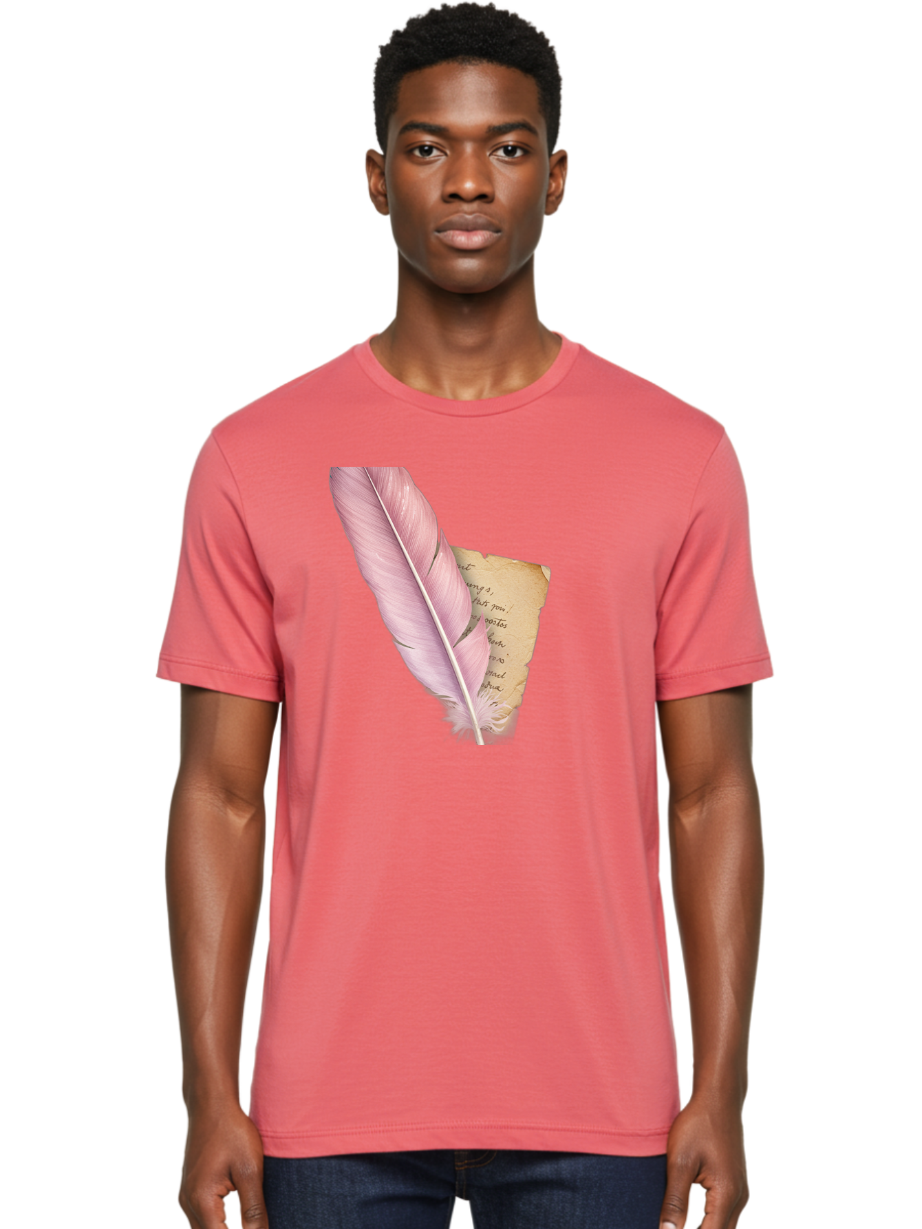 Pink-Feather-Quill-Pen Men'S Graphic Tee, 100% Cotton, Comfortable Casual Summer Wear, Machine Washable, Vintage Camera, Old Camera, Antique Camera, Black Camera, Classic Photography, Photography Equipment, Nostalgic Device, Film Camera, Baj173 17