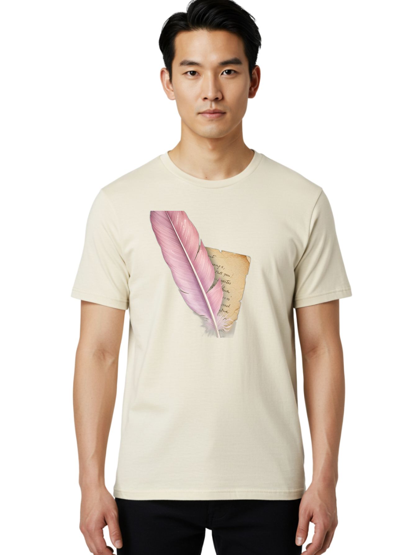 Pink-Feather-Quill-Pen Men'S Graphic Tee, 100% Cotton, Comfortable Casual Summer Wear, Machine Washable, Vintage Camera, Old Camera, Antique Camera, Black Camera, Classic Photography, Photography Equipment, Nostalgic Device, Film Camera, Baj173 29