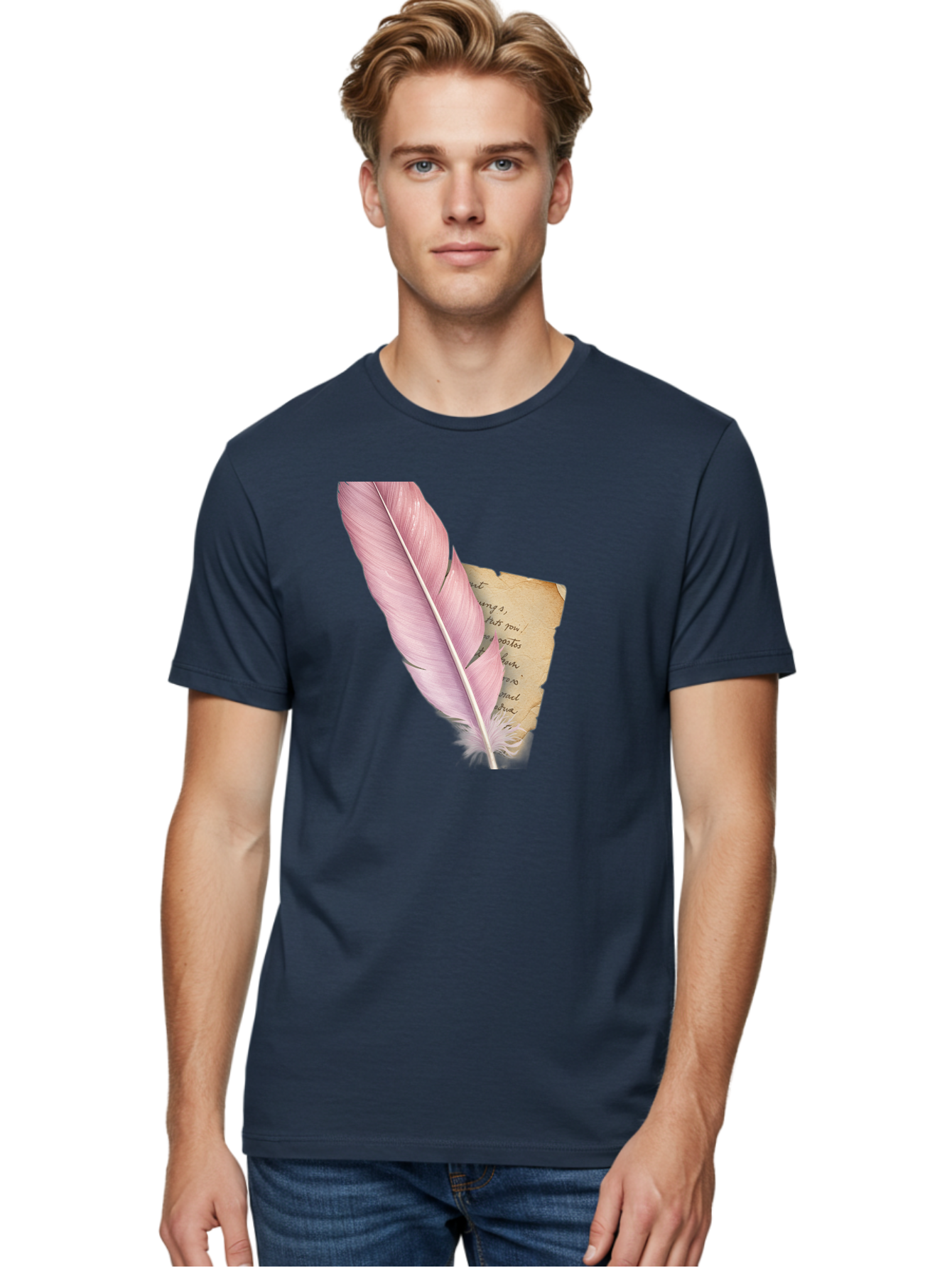 Pink-Feather-Quill-Pen Men'S Graphic Tee, 100% Cotton, Comfortable Casual Summer Wear, Machine Washable, Vintage Camera, Old Camera, Antique Camera, Black Camera, Classic Photography, Photography Equipment, Nostalgic Device, Film Camera, Baj173 16
