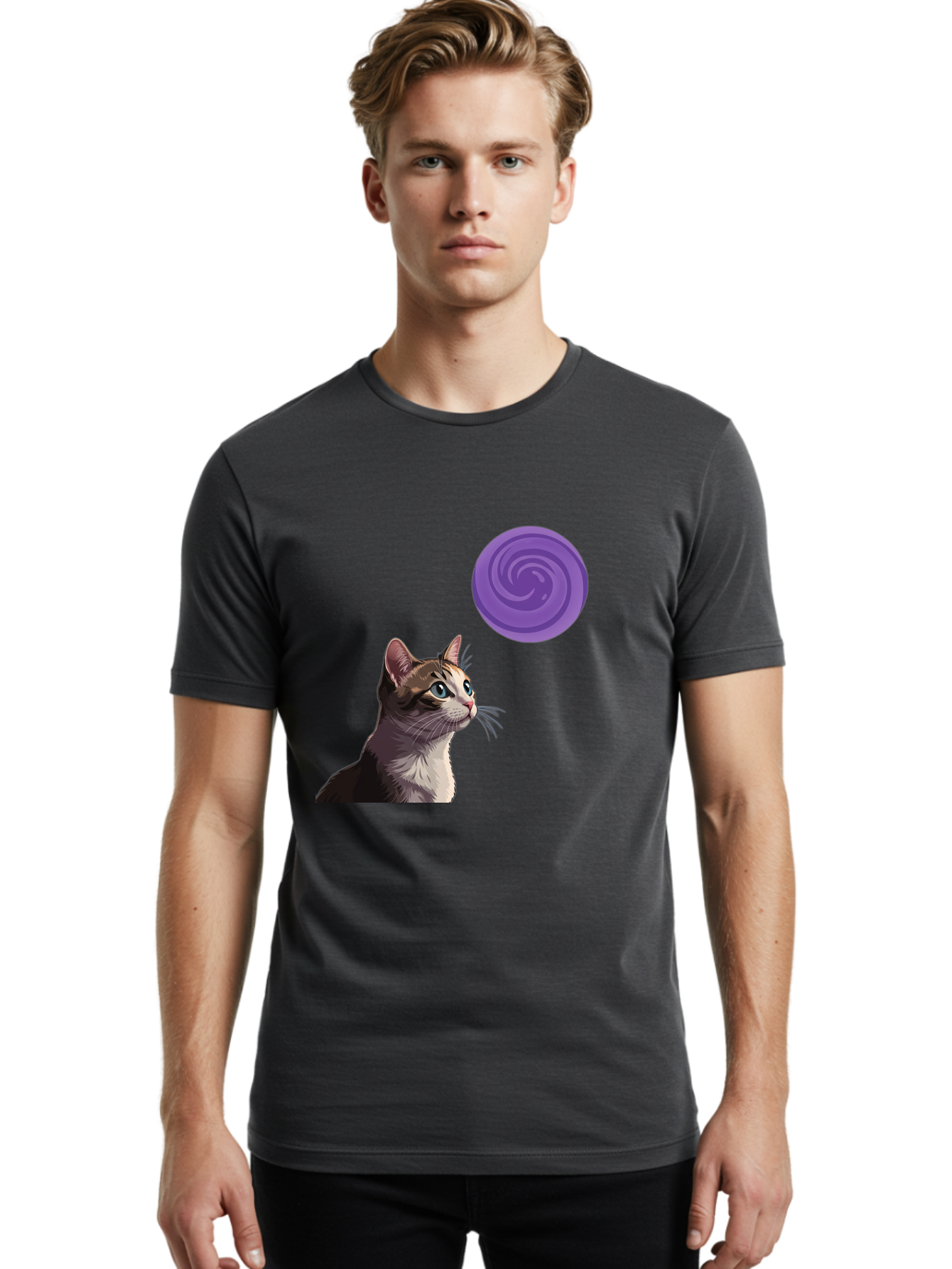 Purple-Swirl-Cat Men'S Graphic Tee, 100% Cotton, Comfortable Casual Summer Wear, Machine Washable, Vintage Camera, Old Camera, Antique Camera, Black Camera, Classic Photography, Photography Equipment, Nostalgic Device, Film Camera, Camera Art Baj207 26