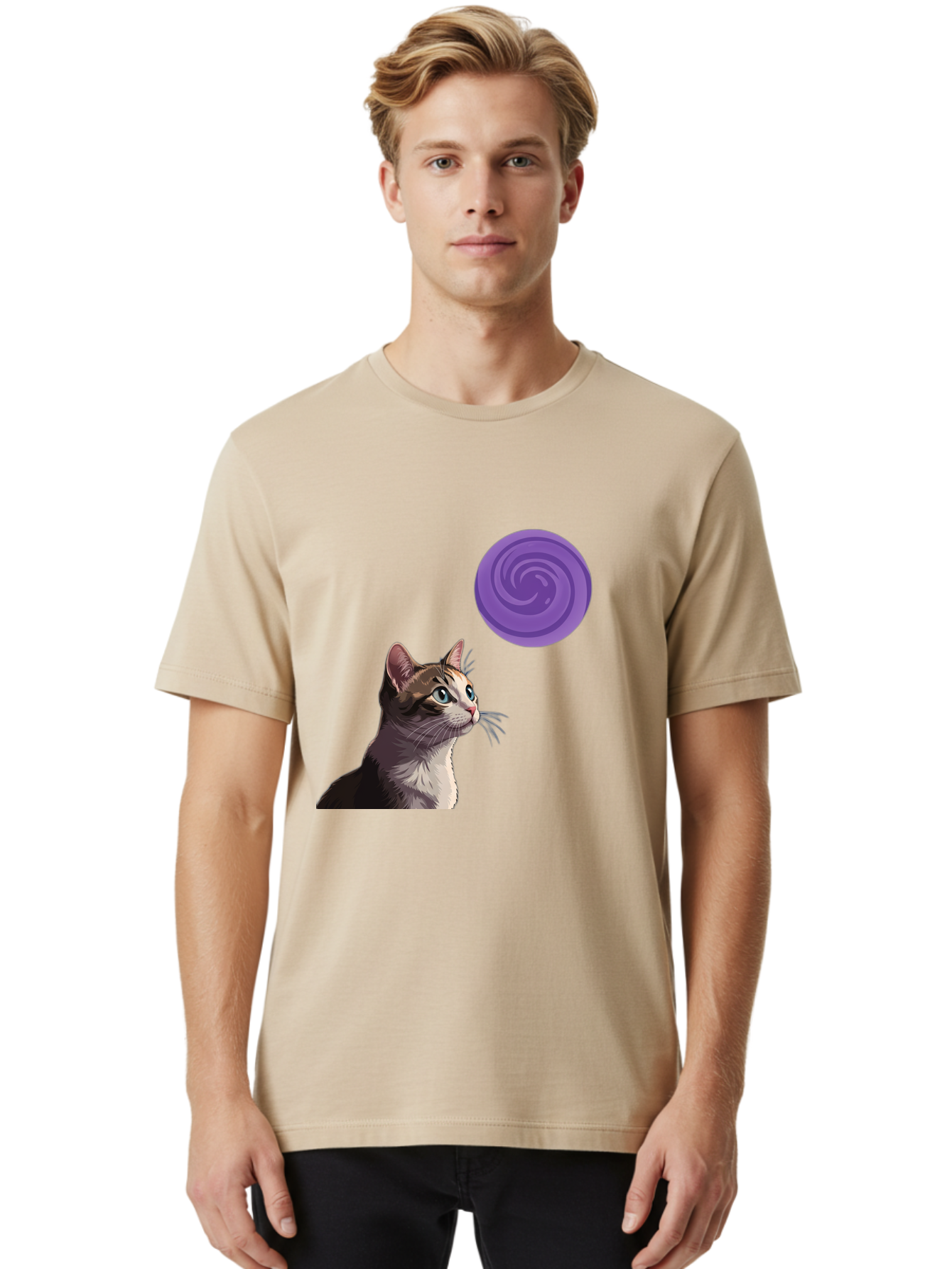Purple-Swirl-Cat Men'S Graphic Tee, 100% Cotton, Comfortable Casual Summer Wear, Machine Washable, Vintage Camera, Old Camera, Antique Camera, Black Camera, Classic Photography, Photography Equipment, Nostalgic Device, Film Camera, Camera Art Baj207 30