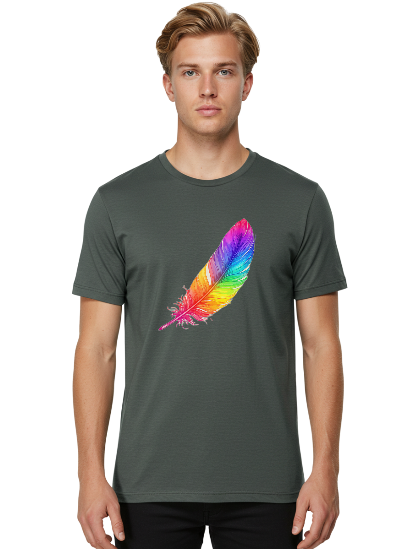 Rainbow-Feather-11 Men'S Graphic Tee, 100% Cotton, Comfortable Casual Summer Wear, Machine Washable, Vintage Camera, Old Camera, Antique Camera, Black Camera, Classic Photography, Photography Equipment, Nostalgic Device, Film Camera, Baj219 27