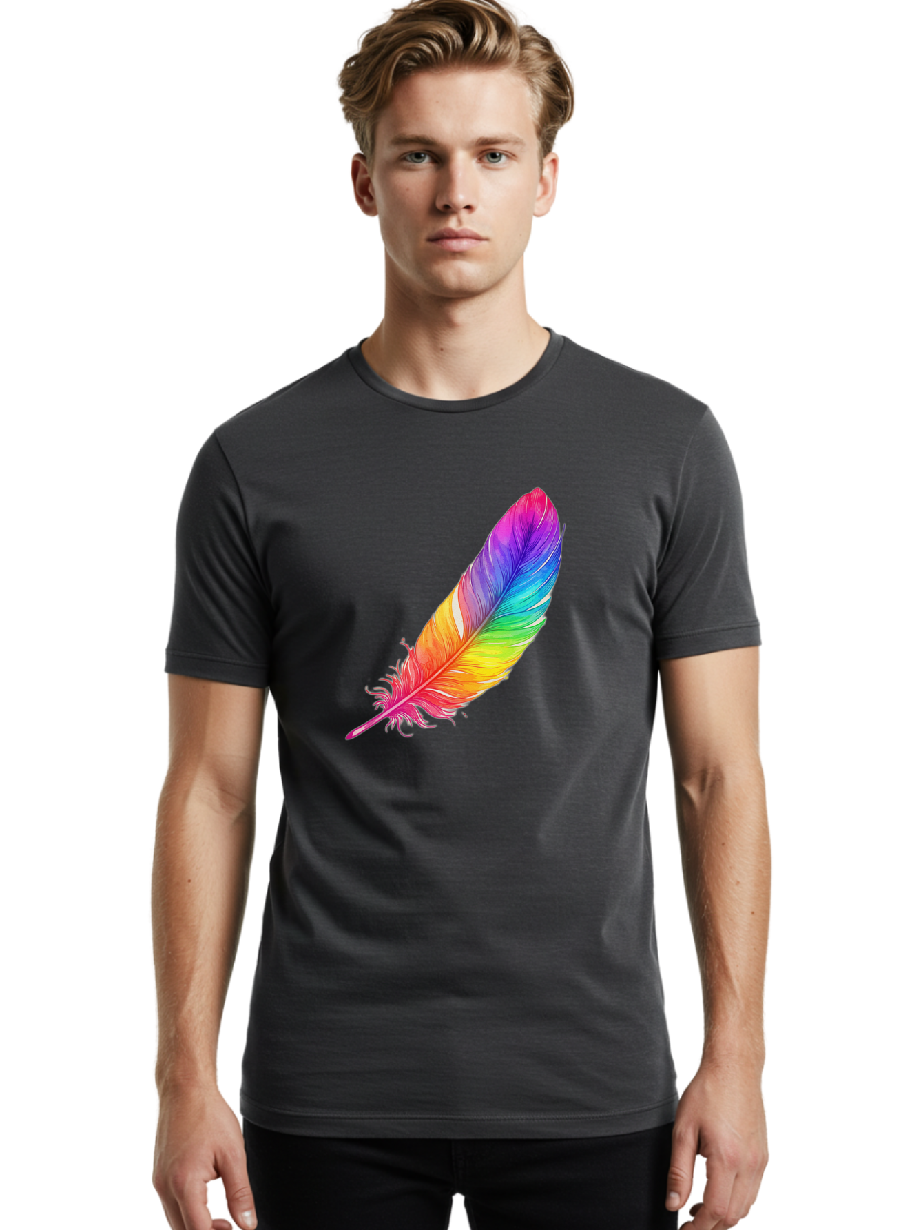 Rainbow-Feather-11 Men'S Graphic Tee, 100% Cotton, Comfortable Casual Summer Wear, Machine Washable, Vintage Camera, Old Camera, Antique Camera, Black Camera, Classic Photography, Photography Equipment, Nostalgic Device, Film Camera, Baj219 20