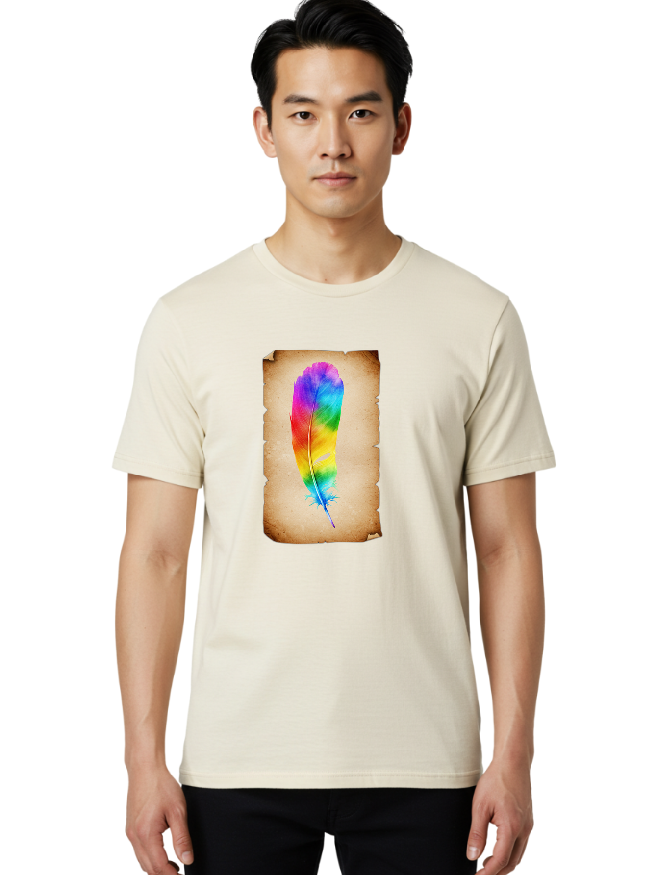 Rainbow-Feather-12 Men'S Graphic Tee, 100% Cotton, Comfortable Casual Summer Wear, Machine Washable, Vintage Camera, Old Camera, Antique Camera, Black Camera, Classic Photography, Photography Equipment, Nostalgic Device, Film Camera, Baj220 21