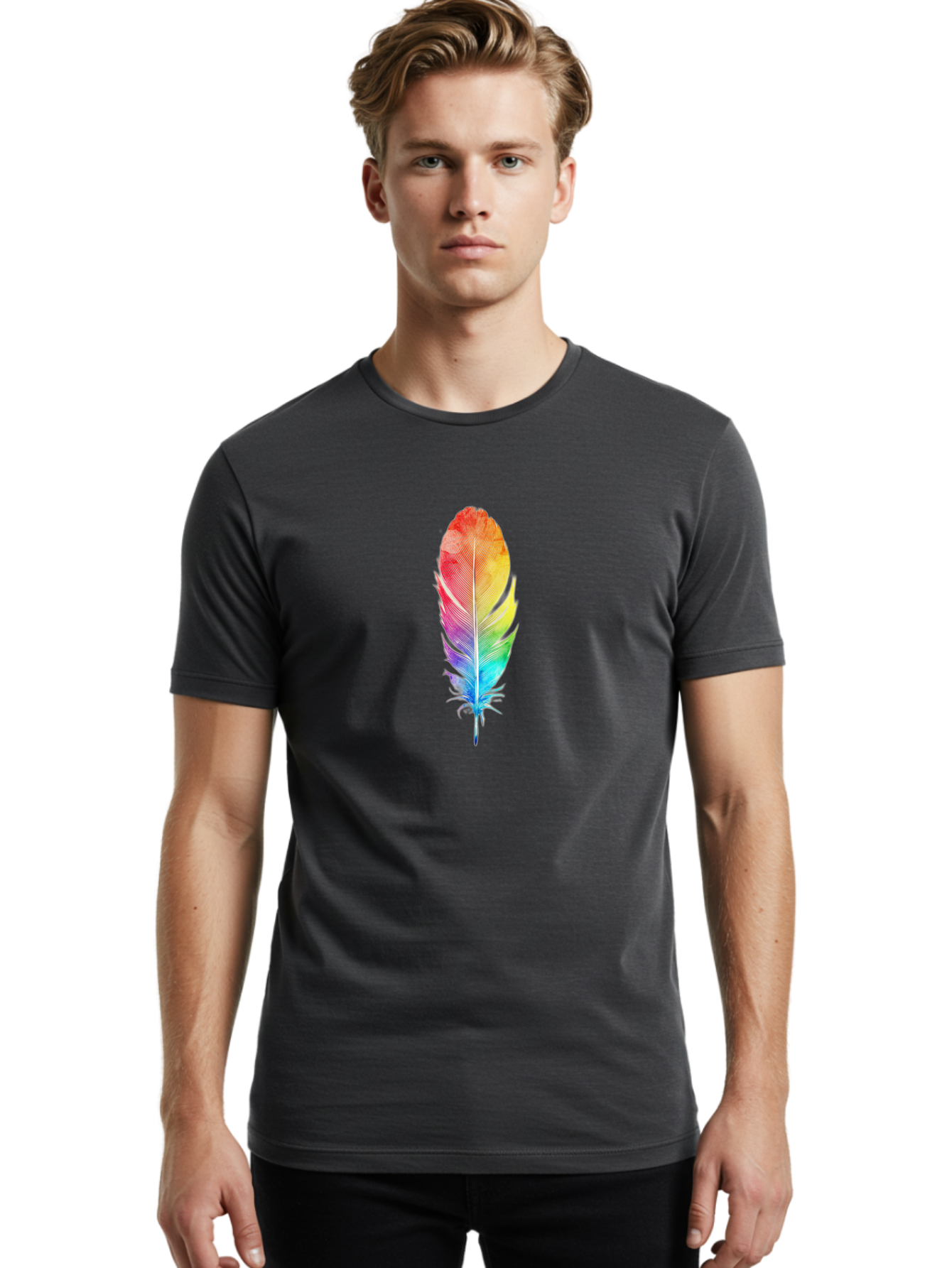 Rainbow-Feather-2 Men'S Graphic Tee, 100% Cotton, Comfortable Casual Summer Wear, Machine Washable, Vintage Camera, Old Camera, Antique Camera, Black Camera, Classic Photography, Photography Equipment, Nostalgic Device, Film Camera, Camera Art Baj225 27