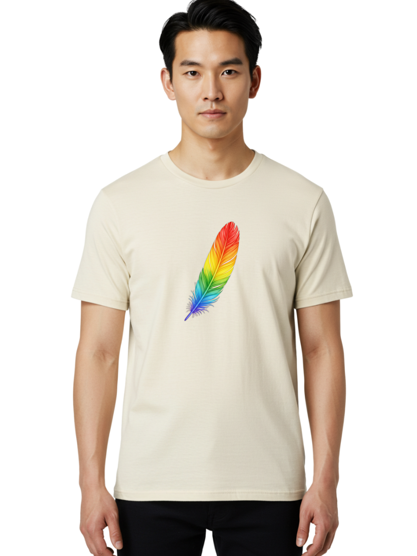 Rainbow-Feather-4 Men'S Graphic Tee, 100% Cotton, Comfortable Casual Summer Wear, Machine Washable, Vintage Camera, Old Camera, Antique Camera, Black Camera, Classic Photography, Photography Equipment, Nostalgic Device, Film Camera, Camera Art Baj227 22