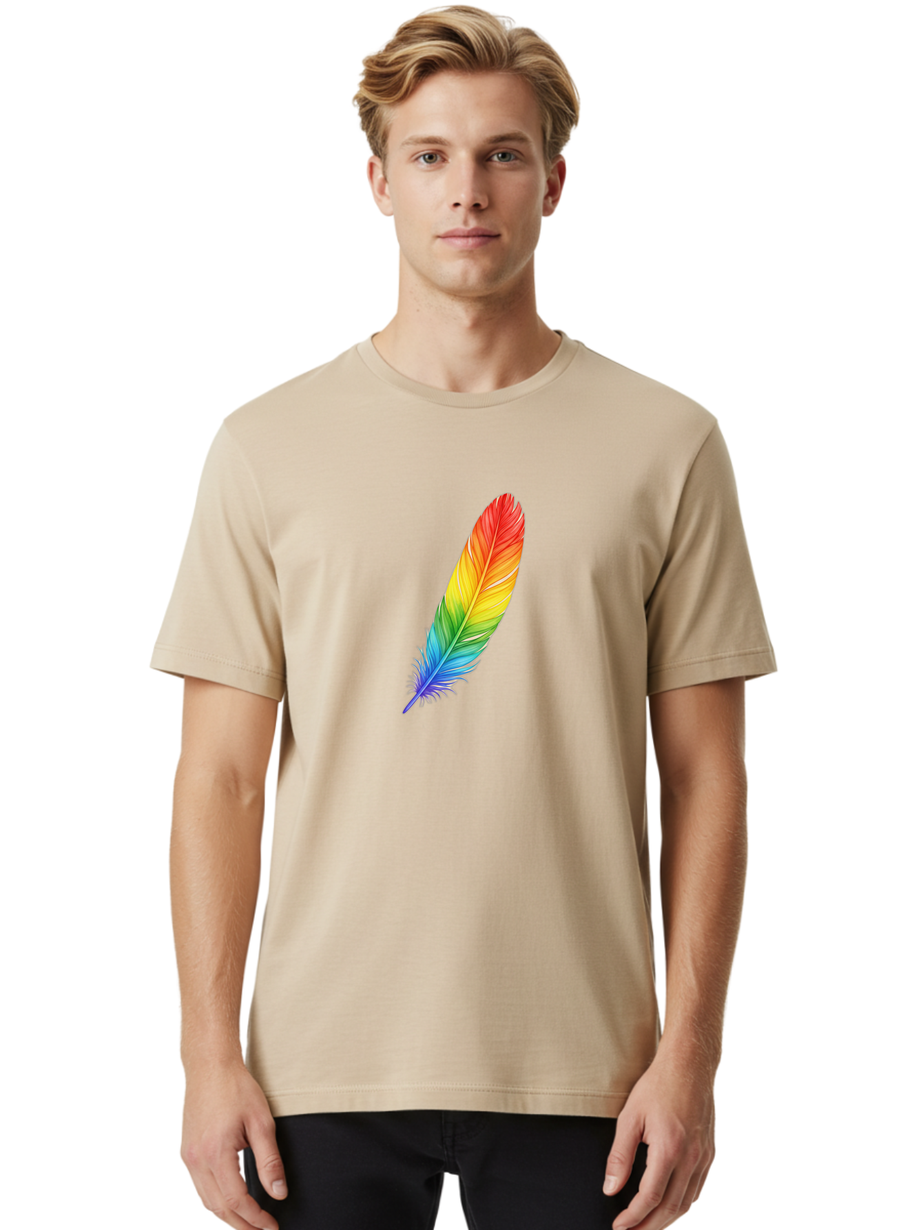 Rainbow-Feather-4 Men'S Graphic Tee, 100% Cotton, Comfortable Casual Summer Wear, Machine Washable, Vintage Camera, Old Camera, Antique Camera, Black Camera, Classic Photography, Photography Equipment, Nostalgic Device, Film Camera, Camera Art Baj227 16