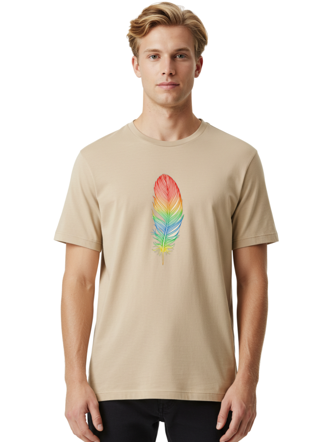 Rainbow-Feather-6 Men'S Graphic Tee, 100% Cotton, Comfortable Casual Summer Wear, Machine Washable, Vintage Camera, Old Camera, Antique Camera, Black Camera, Classic Photography, Photography Equipment, Nostalgic Device, Film Camera, Camera Art Baj229 20