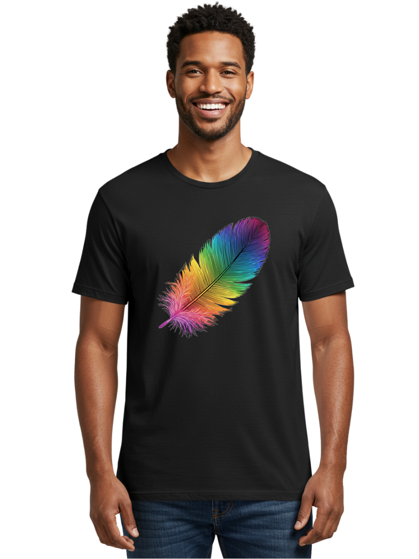 Rainbow-Feather-9 Men'S Graphic Tee, 100% Cotton, Comfortable Casual Summer Wear, Machine Washable, Vintage Camera, Old Camera, Antique Camera, Black Camera, Classic Photography, Photography Equipment, Nostalgic Device, Film Camera, Camera Art Baj232 29