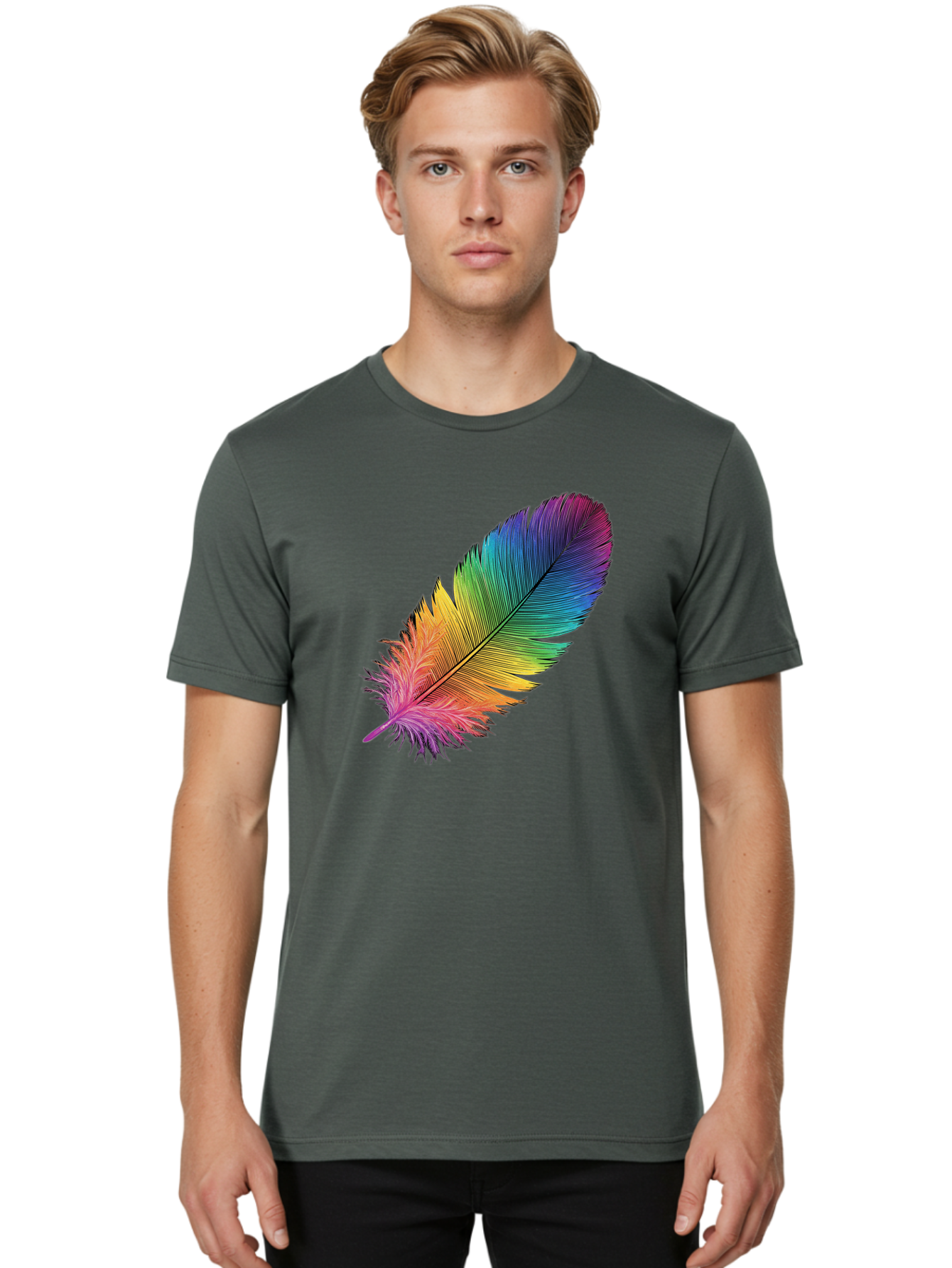 Rainbow-Feather-9 Men'S Graphic Tee, 100% Cotton, Comfortable Casual Summer Wear, Machine Washable, Vintage Camera, Old Camera, Antique Camera, Black Camera, Classic Photography, Photography Equipment, Nostalgic Device, Film Camera, Camera Art Baj232 22
