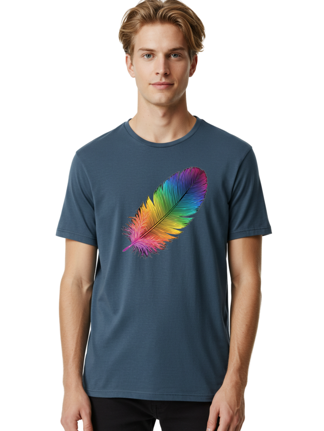 Rainbow-Feather-9 Men'S Graphic Tee, 100% Cotton, Comfortable Casual Summer Wear, Machine Washable, Vintage Camera, Old Camera, Antique Camera, Black Camera, Classic Photography, Photography Equipment, Nostalgic Device, Film Camera, Camera Art Baj232 19
