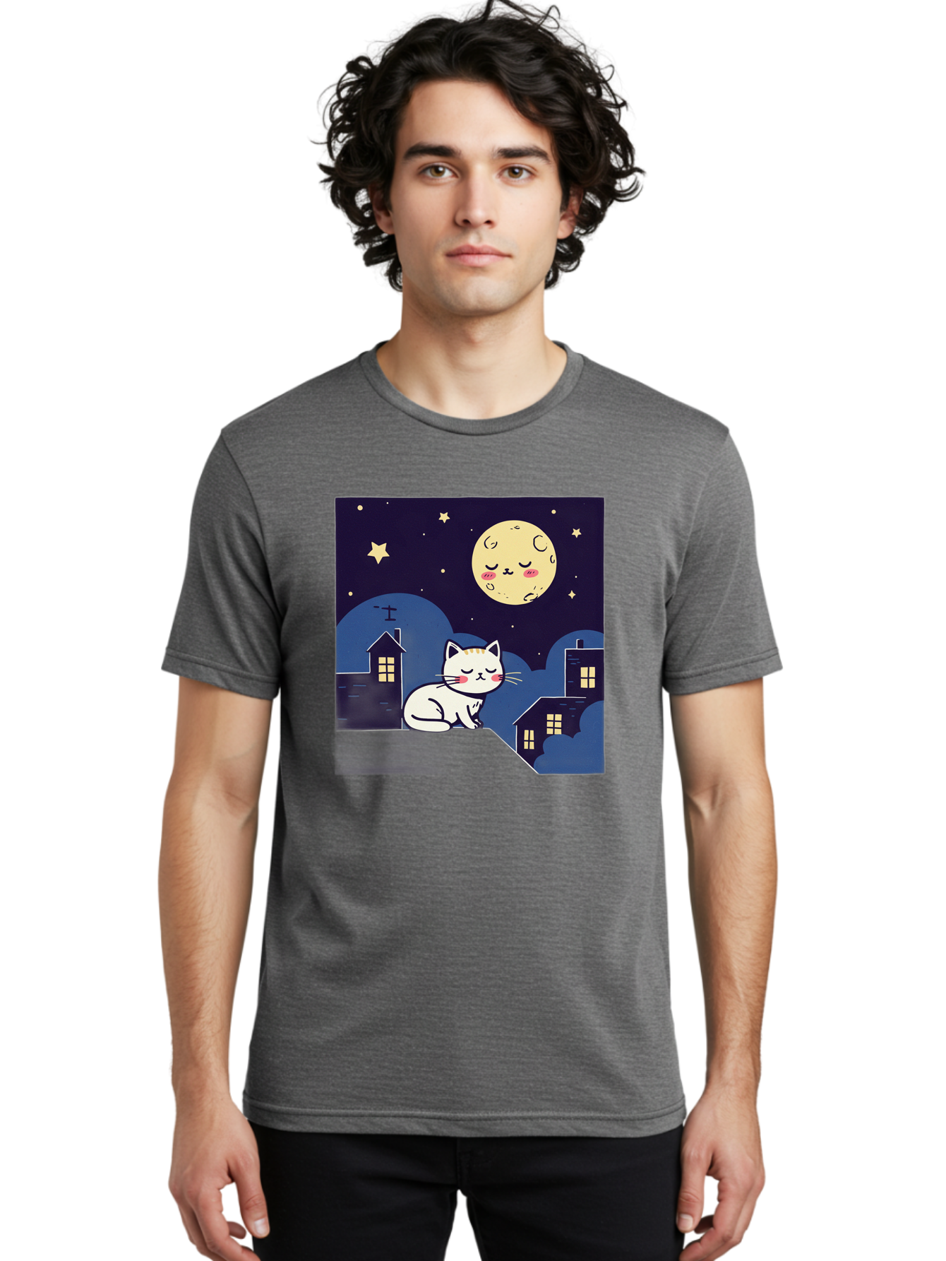 Sleeping-Cat-Under-Moonlight Men'S Graphic Tee, 100% Cotton, Comfortable Casual Summer Wear, Machine Washable, Vintage Camera, Old Camera, Antique Camera, Black Camera, Classic Photography, Photography Equipment, Nostalgic Device, Film Camera, Baj249 27