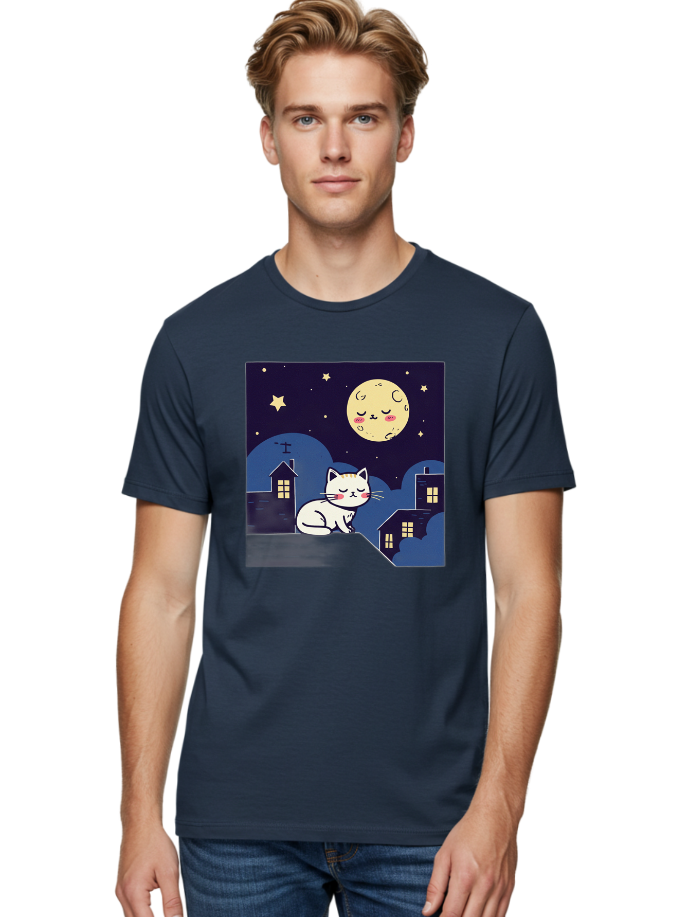 Sleeping-Cat-Under-Moonlight Men'S Graphic Tee, 100% Cotton, Comfortable Casual Summer Wear, Machine Washable, Vintage Camera, Old Camera, Antique Camera, Black Camera, Classic Photography, Photography Equipment, Nostalgic Device, Film Camera, Baj249 25
