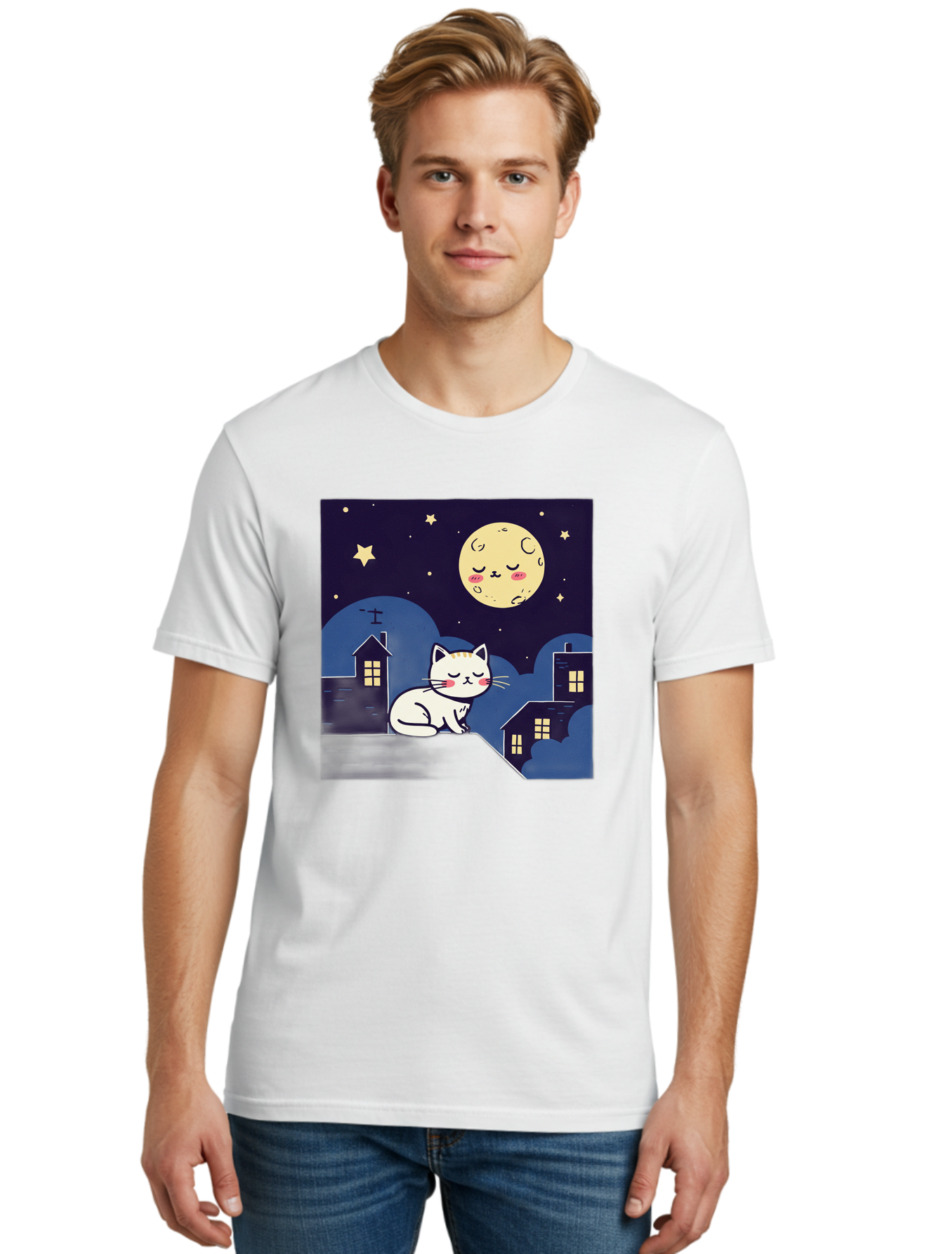 Sleeping-Cat-Under-Moonlight Men'S Graphic Tee, 100% Cotton, Comfortable Casual Summer Wear, Machine Washable, Vintage Camera, Old Camera, Antique Camera, Black Camera, Classic Photography, Photography Equipment, Nostalgic Device, Film Camera, Baj249 18