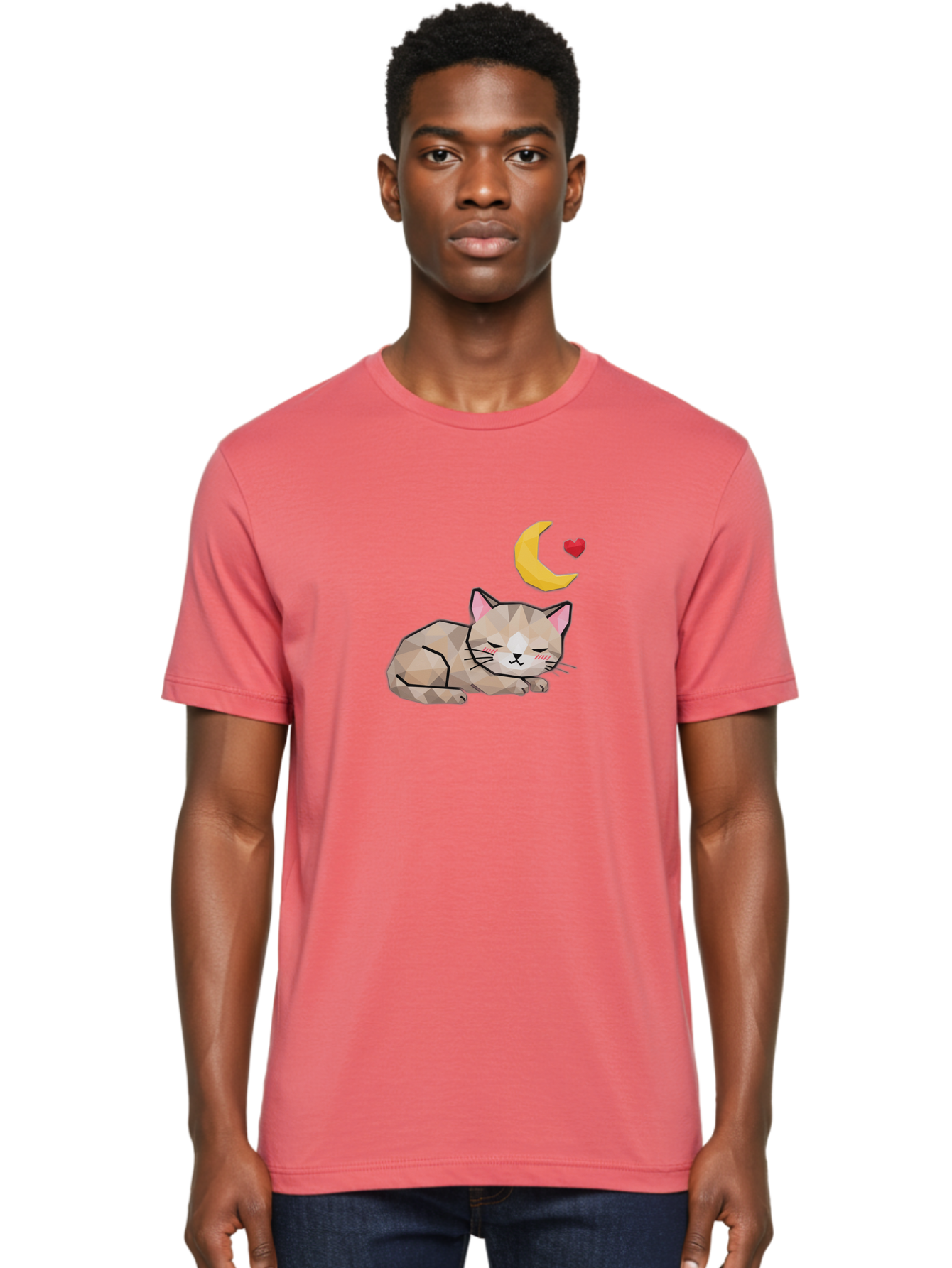 Sleeping-Cat-With-Moon-And-Heart Men'S Graphic Tee, 100% Cotton, Comfortable Casual Summer Wear, Machine Washable, Vintage Camera, Old Camera, Antique Camera, Black Camera, Classic Photography, Photography Equipment, Nostalgic Device, Baj250 16