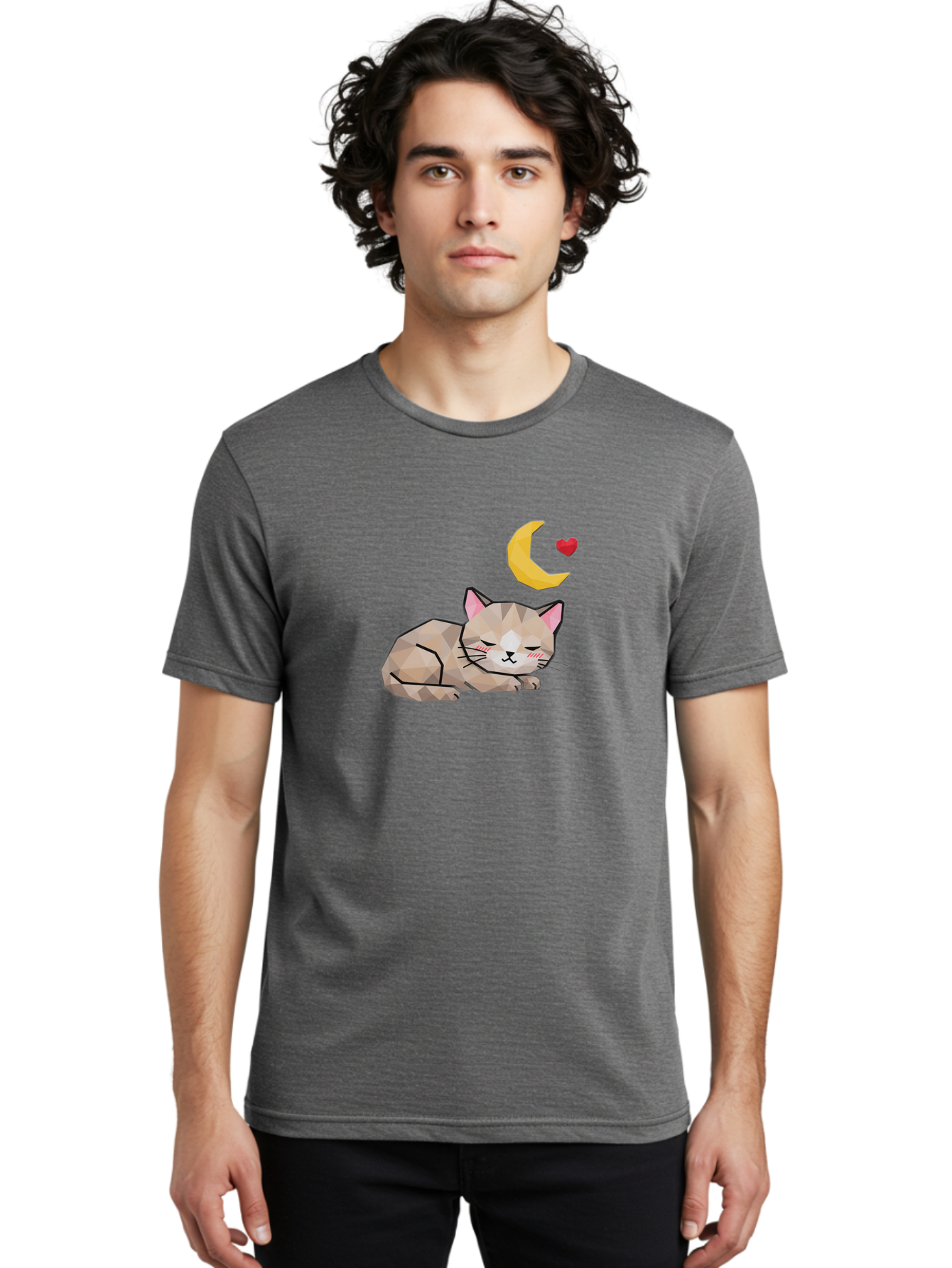 Sleeping-Cat-With-Moon-And-Heart Men'S Graphic Tee, 100% Cotton, Comfortable Casual Summer Wear, Machine Washable, Vintage Camera, Old Camera, Antique Camera, Black Camera, Classic Photography, Photography Equipment, Nostalgic Device, Baj250 23