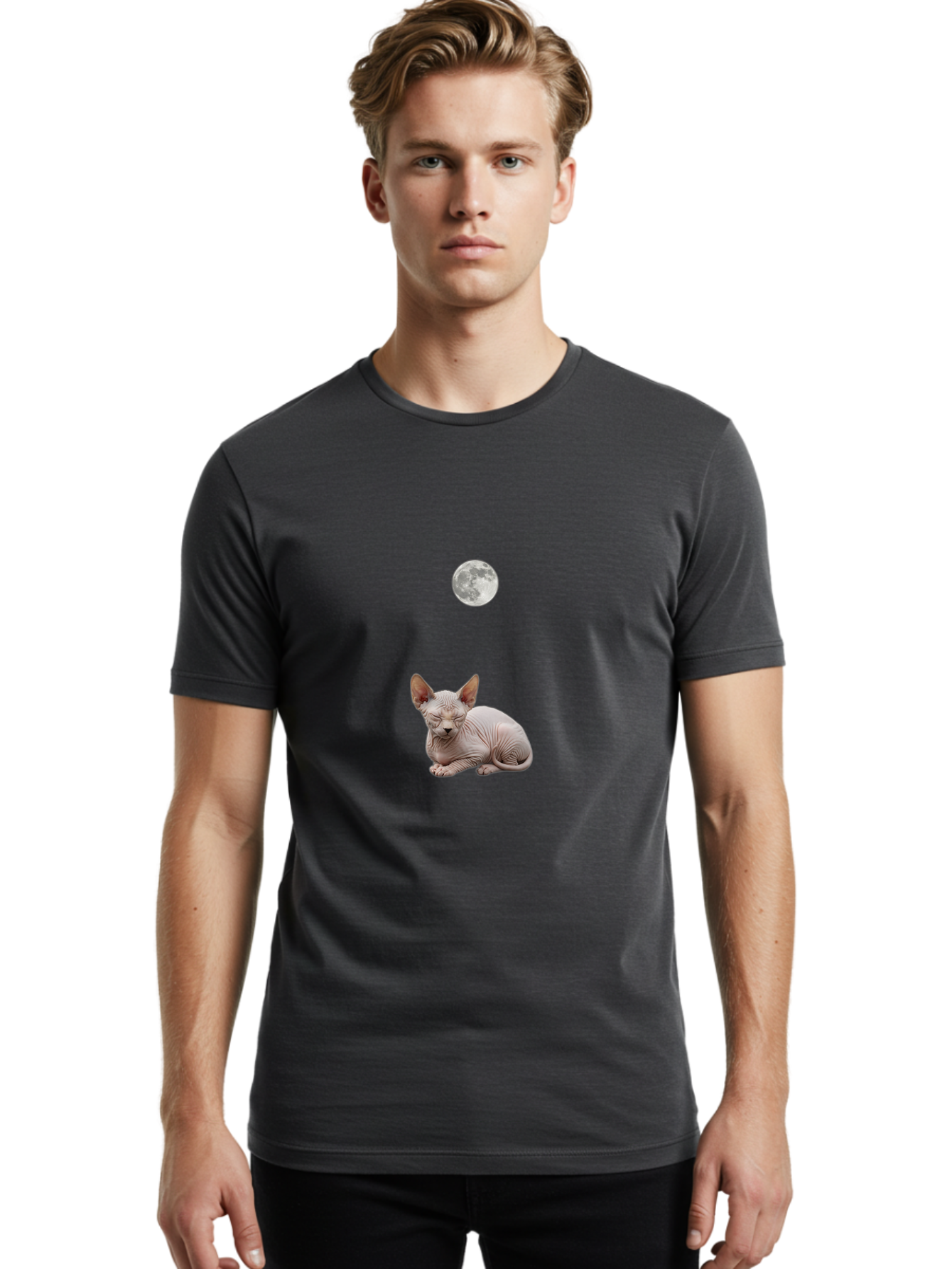 Sphynx-Cat-And-Moon Men'S Graphic Tee, 100% Cotton, Comfortable Casual Summer Wear, Machine Washable, Vintage Camera, Old Camera, Antique Camera, Black Camera, Classic Photography, Photography Equipment, Nostalgic Device, Film Camera, Baj261 24