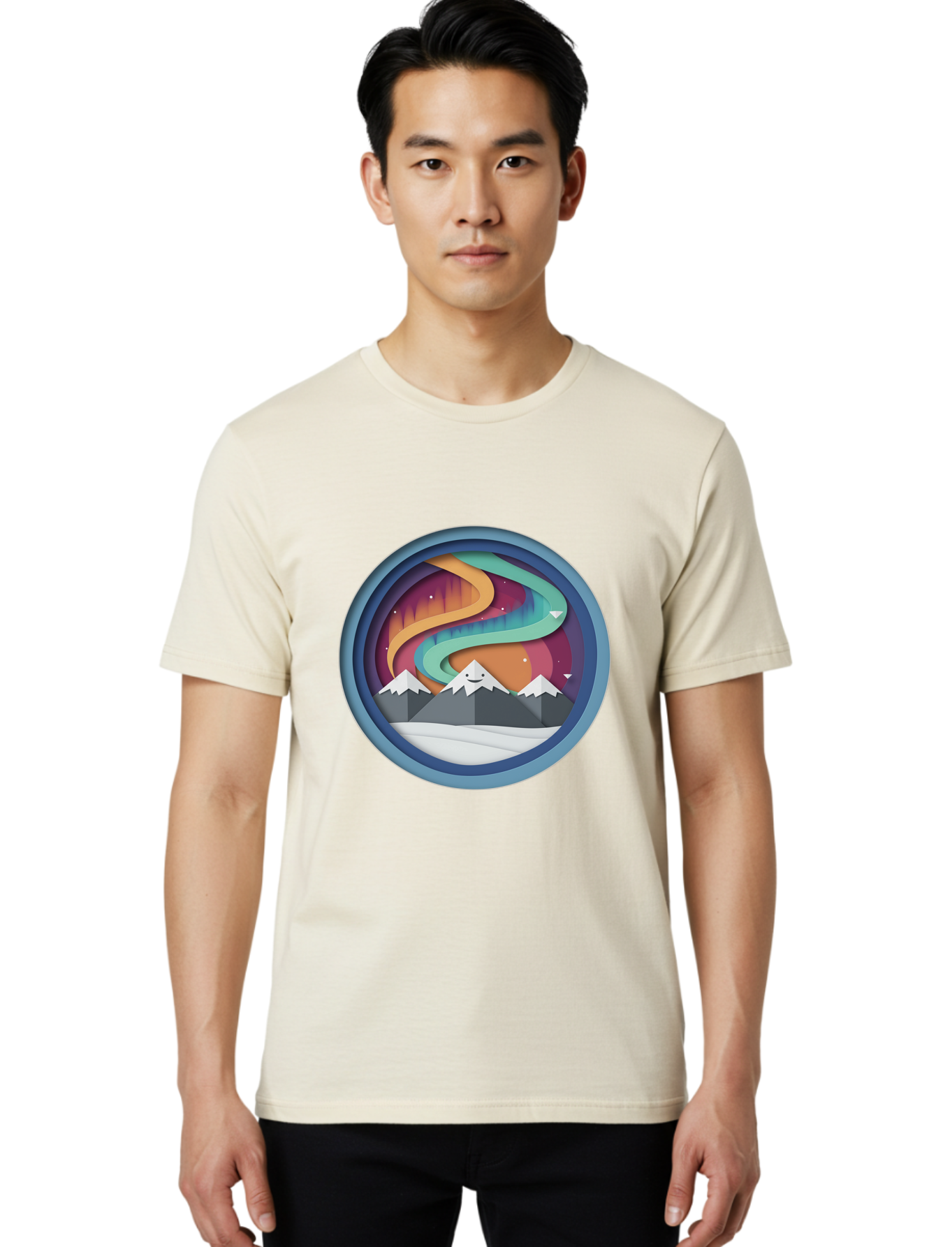 Stylized-Mountain-Landscape Men'S Graphic Tee, 100% Cotton, Comfortable Casual Summer Wear, Machine Washable, Vintage Camera, Old Camera, Antique Camera, Black Camera, Classic Photography, Photography Equipment, Nostalgic Device, Film Camera, Baj263 23