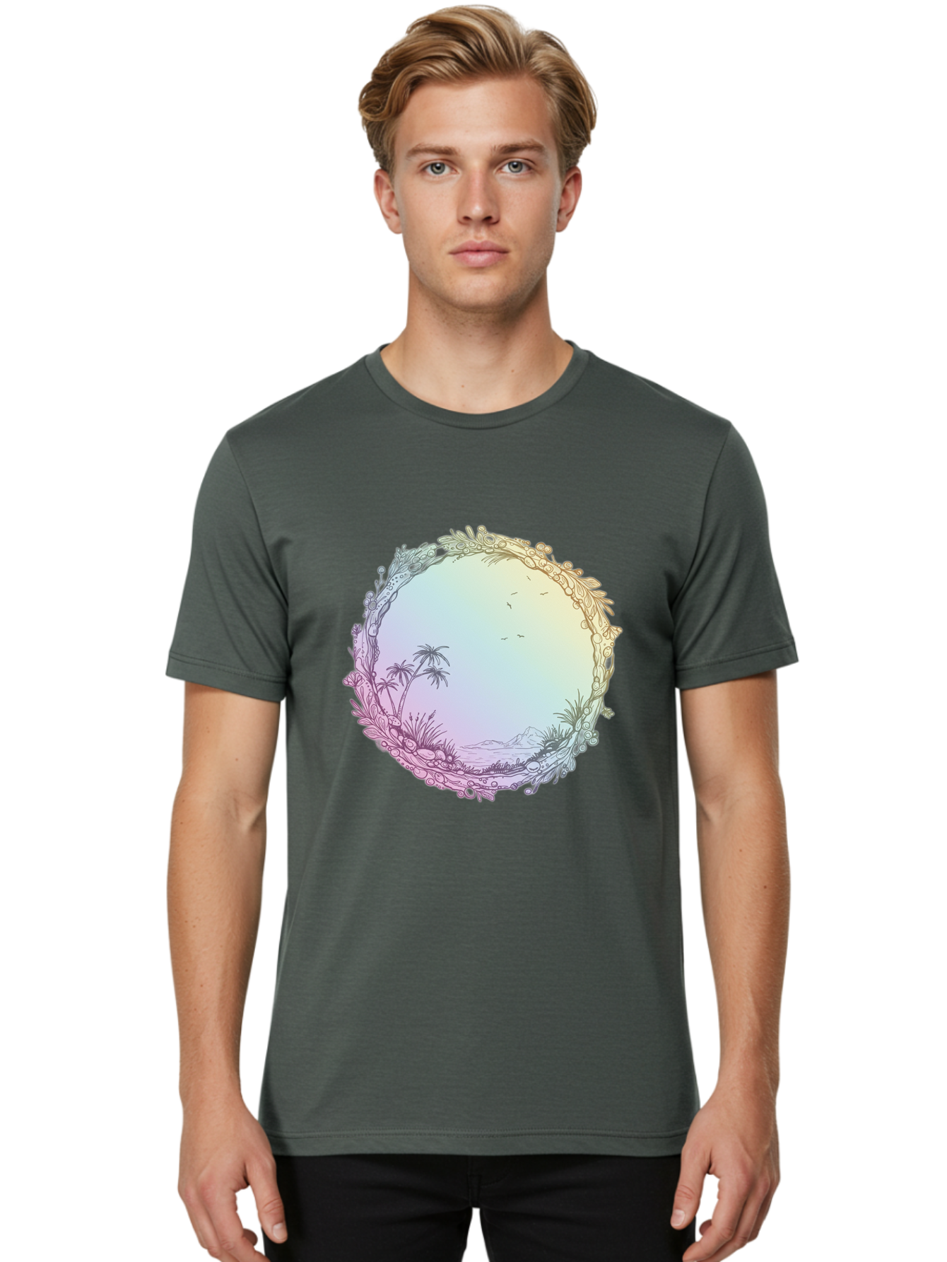 Tropical-Landscape Men'S Graphic Tee, 100% Cotton, Comfortable Casual Summer Wear, Machine Washable, Vintage Camera, Old Camera, Antique Camera, Black Camera, Classic Photography, Photography Equipment, Nostalgic Device, Film Camera, Baj280 23