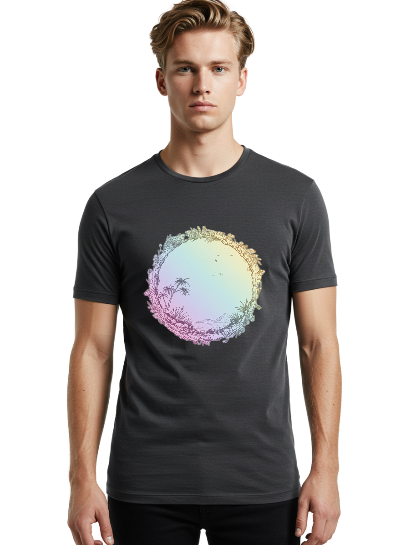 Tropical-Landscape Men'S Graphic Tee, 100% Cotton, Comfortable Casual Summer Wear, Machine Washable, Vintage Camera, Old Camera, Antique Camera, Black Camera, Classic Photography, Photography Equipment, Nostalgic Device, Film Camera, Baj280 29