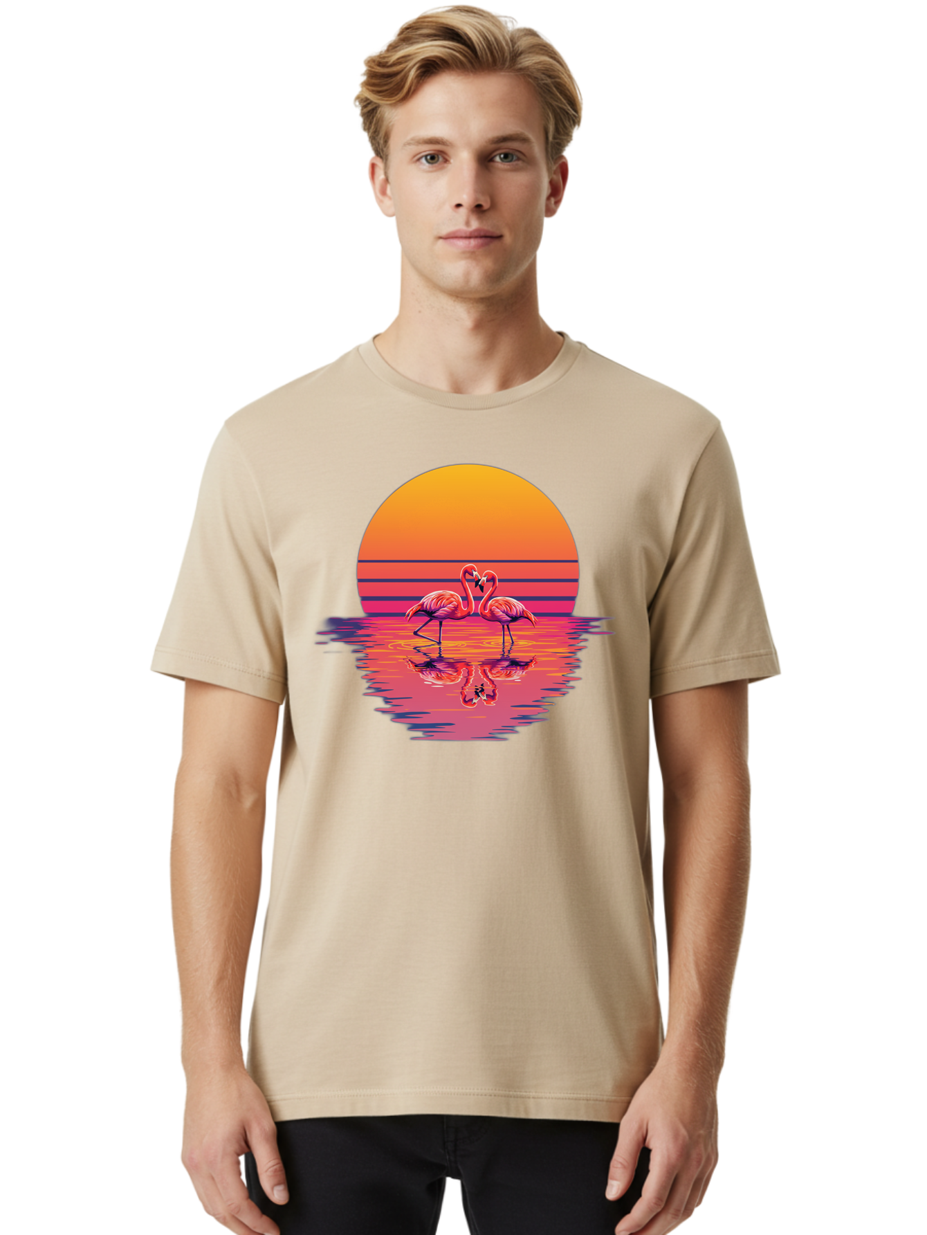 Two-Flamingos-2 Men'S Graphic Tee, 100% Cotton, Comfortable Casual Summer Wear, Machine Washable, Vintage Camera, Old Camera, Antique Camera, Black Camera, Classic Photography, Photography Equipment, Nostalgic Device, Film Camera, Camera Art Baj287 20