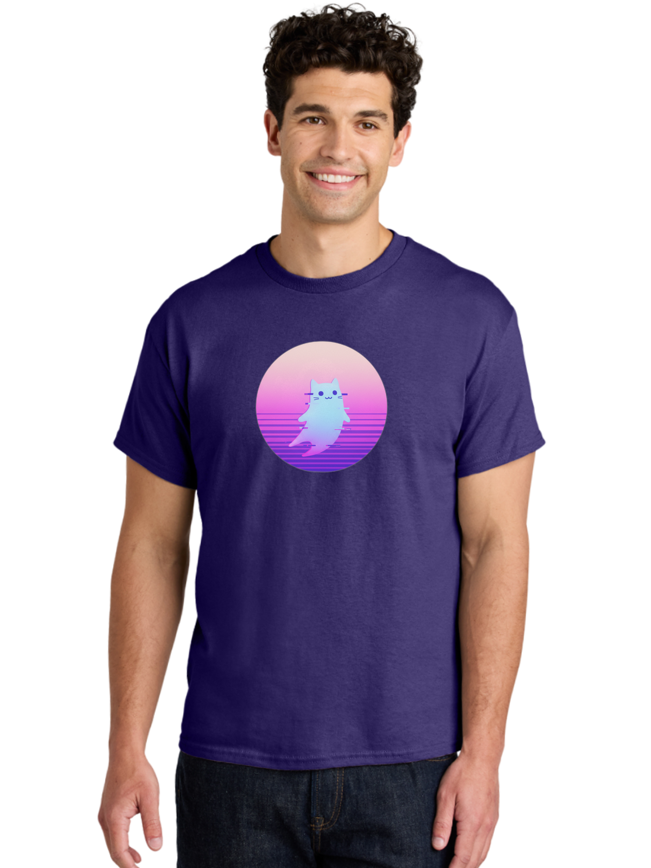 Vaporwave-Cat-1 Men'S Graphic Tee, 100% Cotton, Comfortable Casual Summer Wear, Machine Washable, Vintage Camera, Old Camera, Antique Camera, Black Camera, Classic Photography, Photography Equipment, Nostalgic Device, Film Camera, Camera Art Baj289 22