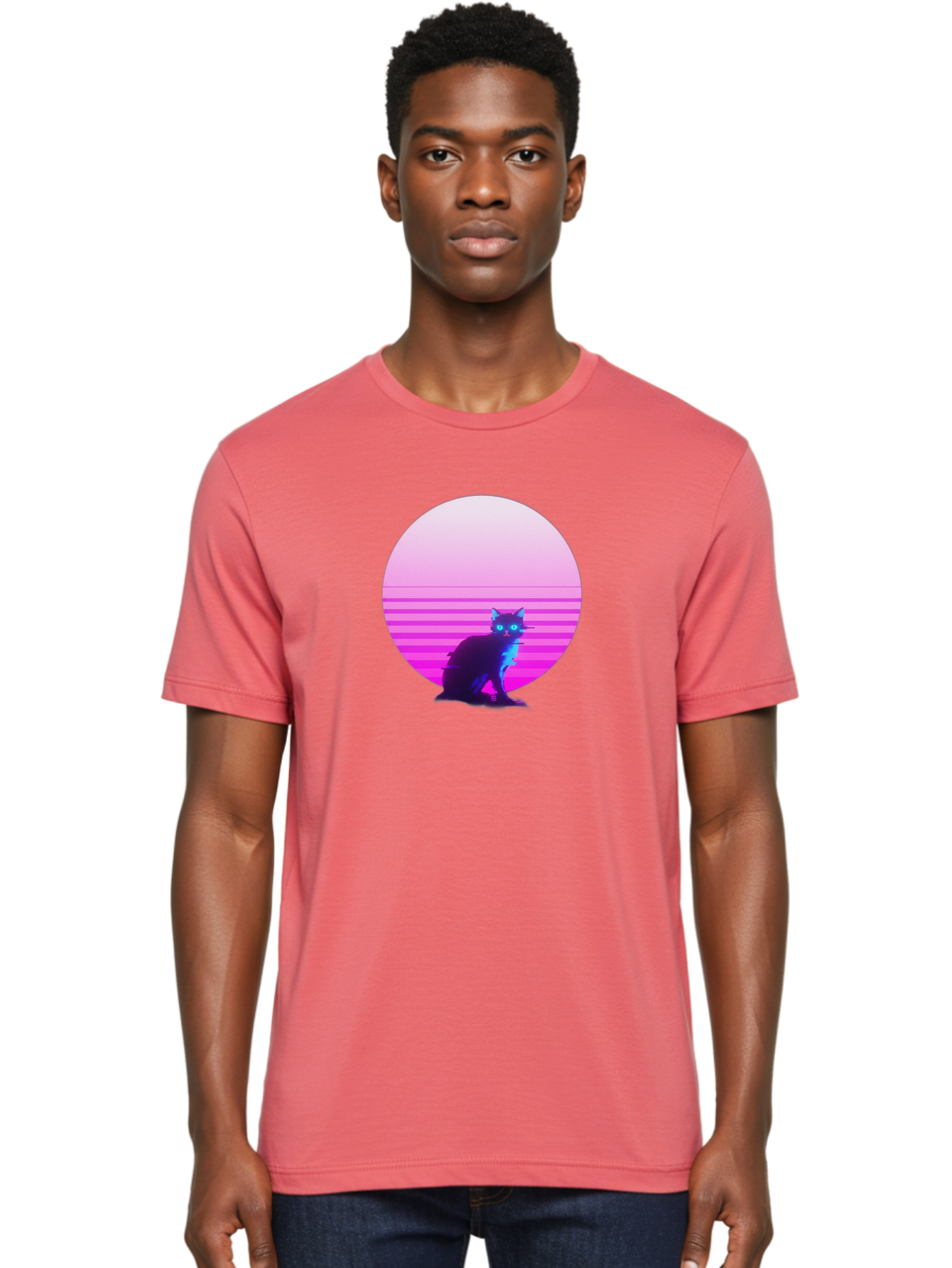 Vaporwave-Cat Men'S Graphic Tee, 100% Cotton, Comfortable Casual Summer Wear, Machine Washable, Vintage Camera, Old Camera, Antique Camera, Black Camera, Classic Photography, Photography Equipment, Nostalgic Device, Film Camera, Camera Art Baj290 16
