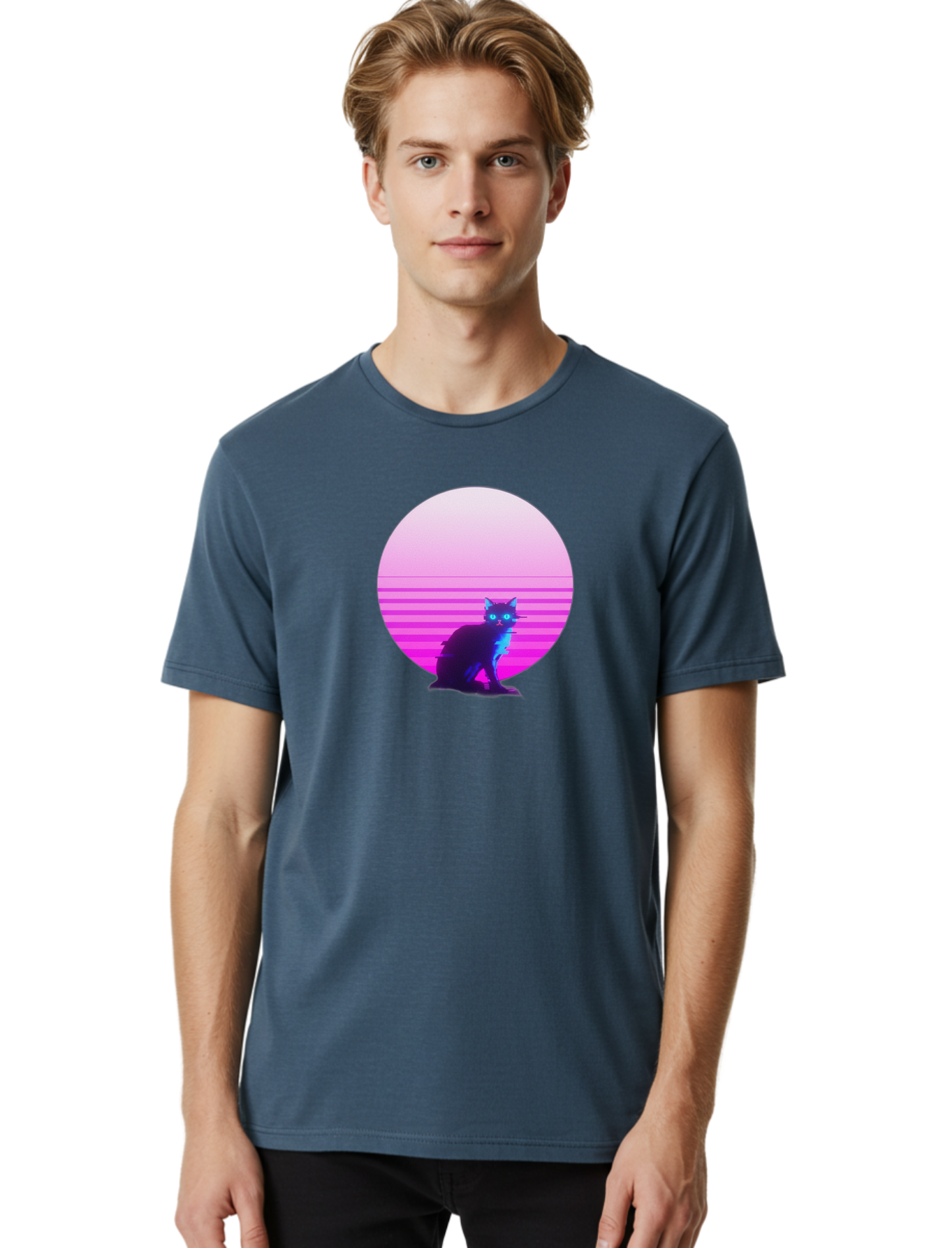 Vaporwave-Cat Men'S Graphic Tee, 100% Cotton, Comfortable Casual Summer Wear, Machine Washable, Vintage Camera, Old Camera, Antique Camera, Black Camera, Classic Photography, Photography Equipment, Nostalgic Device, Film Camera, Camera Art Baj290 20