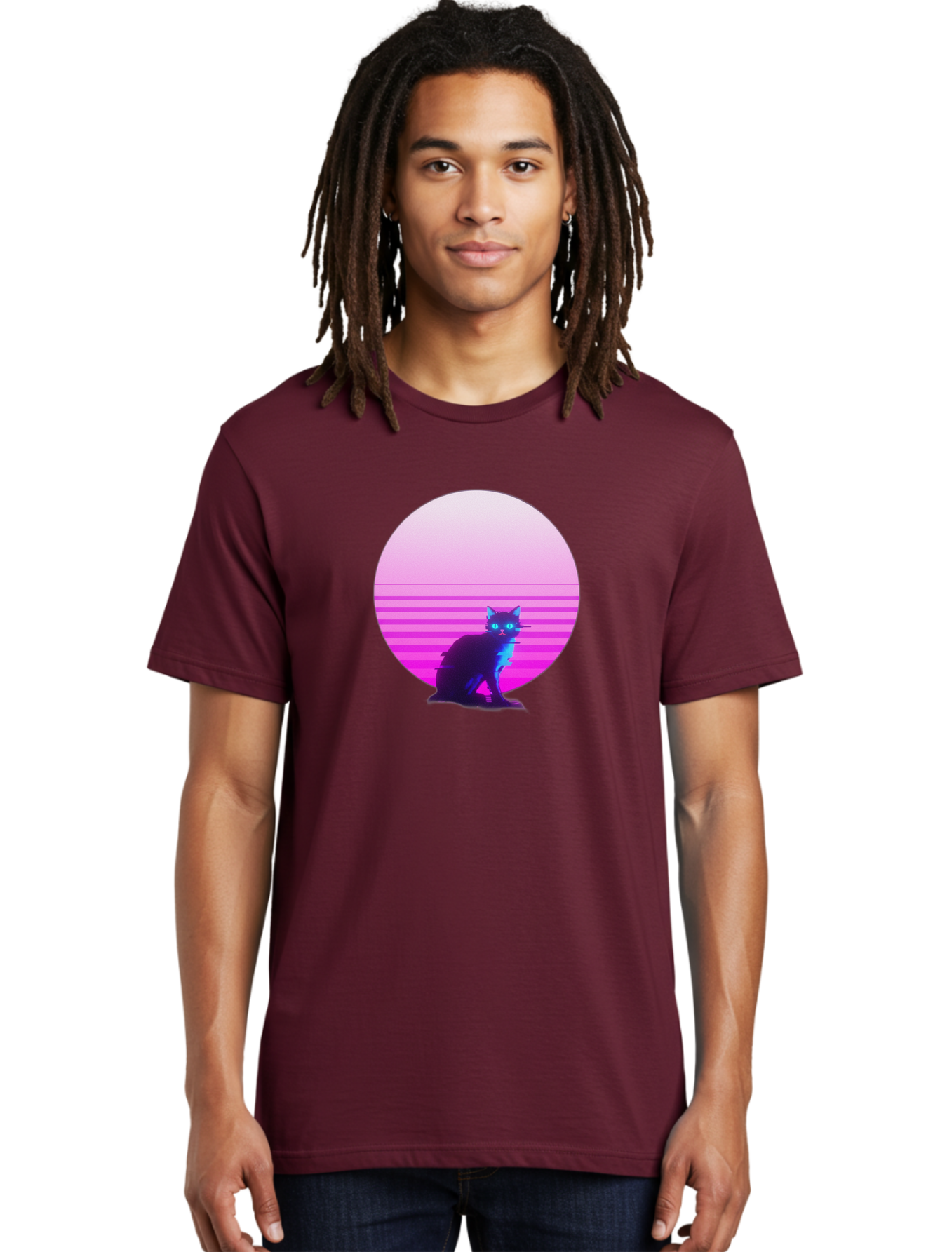 Vaporwave-Cat Men'S Graphic Tee, 100% Cotton, Comfortable Casual Summer Wear, Machine Washable, Vintage Camera, Old Camera, Antique Camera, Black Camera, Classic Photography, Photography Equipment, Nostalgic Device, Film Camera, Camera Art Baj290 24
