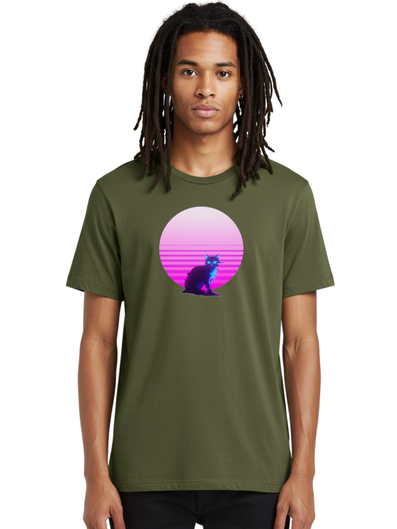 Vaporwave-Cat Men'S Graphic Tee, 100% Cotton, Comfortable Casual Summer Wear, Machine Washable, Vintage Camera, Old Camera, Antique Camera, Black Camera, Classic Photography, Photography Equipment, Nostalgic Device, Film Camera, Camera Art Baj290 30