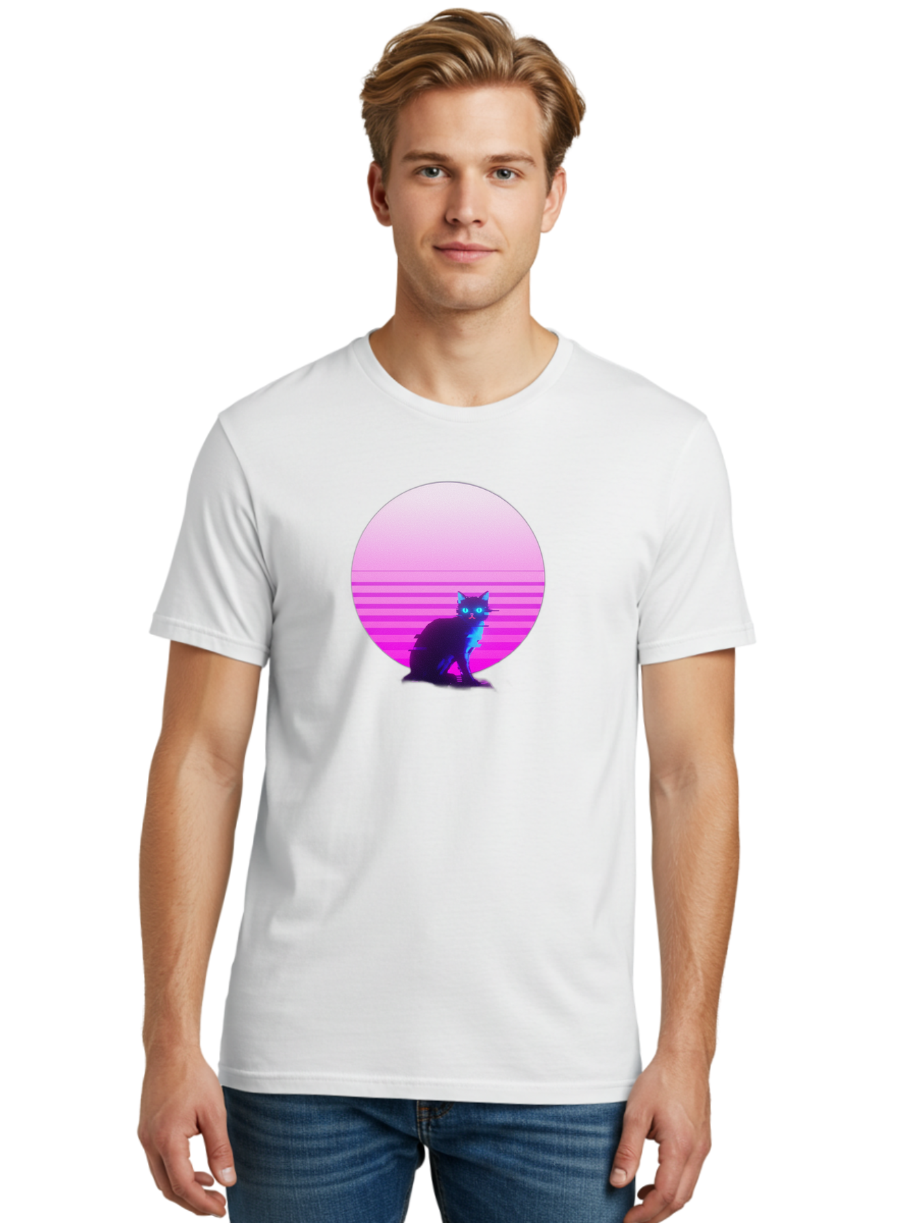 Vaporwave-Cat Men'S Graphic Tee, 100% Cotton, Comfortable Casual Summer Wear, Machine Washable, Vintage Camera, Old Camera, Antique Camera, Black Camera, Classic Photography, Photography Equipment, Nostalgic Device, Film Camera, Camera Art Baj290 23