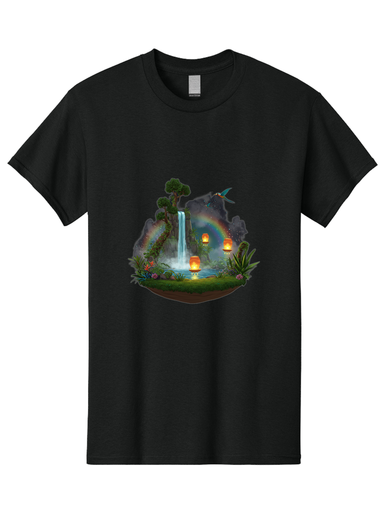 Waterfall-Scene Men'S Graphic Tee, 100% Cotton, Comfortable Casual Summer Wear, Machine Washable, Vintage Camera, Old Camera, Antique Camera, Black Camera, Classic Photography, Photography Equipment, Nostalgic Device, Film Camera, Camera Art Baj293 1