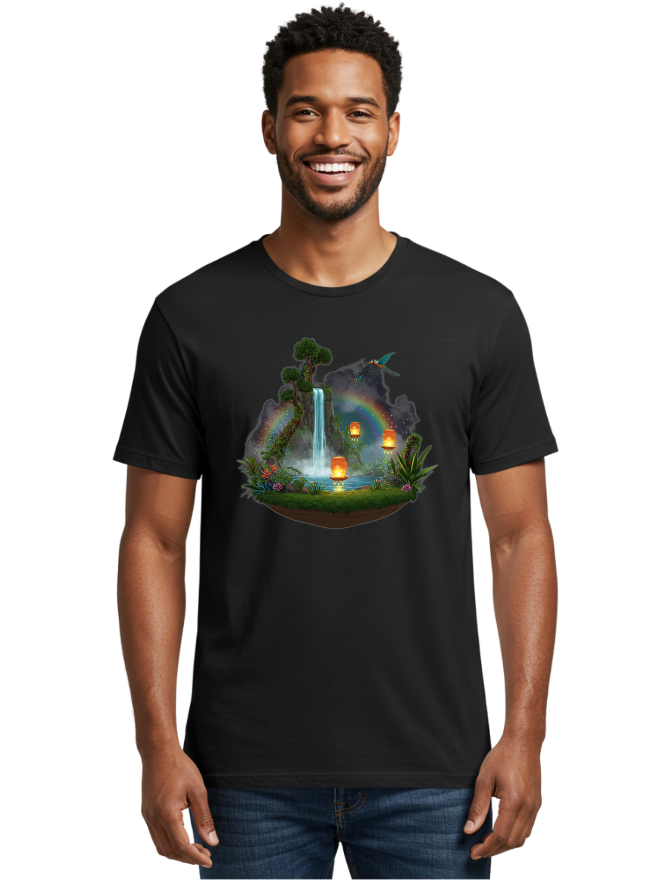 Waterfall-Scene Men'S Graphic Tee, 100% Cotton, Comfortable Casual Summer Wear, Machine Washable, Vintage Camera, Old Camera, Antique Camera, Black Camera, Classic Photography, Photography Equipment, Nostalgic Device, Film Camera, Camera Art Baj293 16