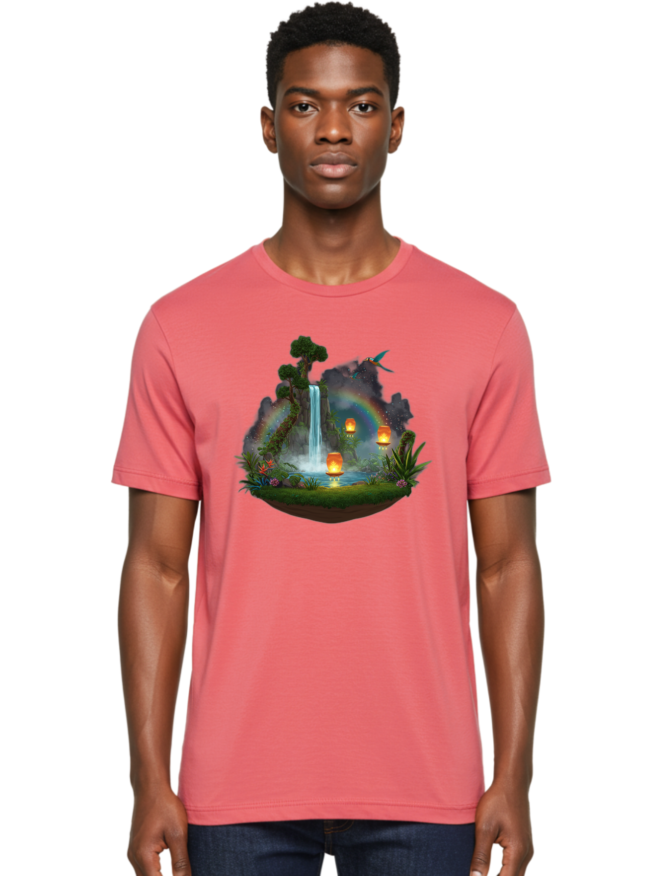 Waterfall-Scene Men'S Graphic Tee, 100% Cotton, Comfortable Casual Summer Wear, Machine Washable, Vintage Camera, Old Camera, Antique Camera, Black Camera, Classic Photography, Photography Equipment, Nostalgic Device, Film Camera, Camera Art Baj293 27