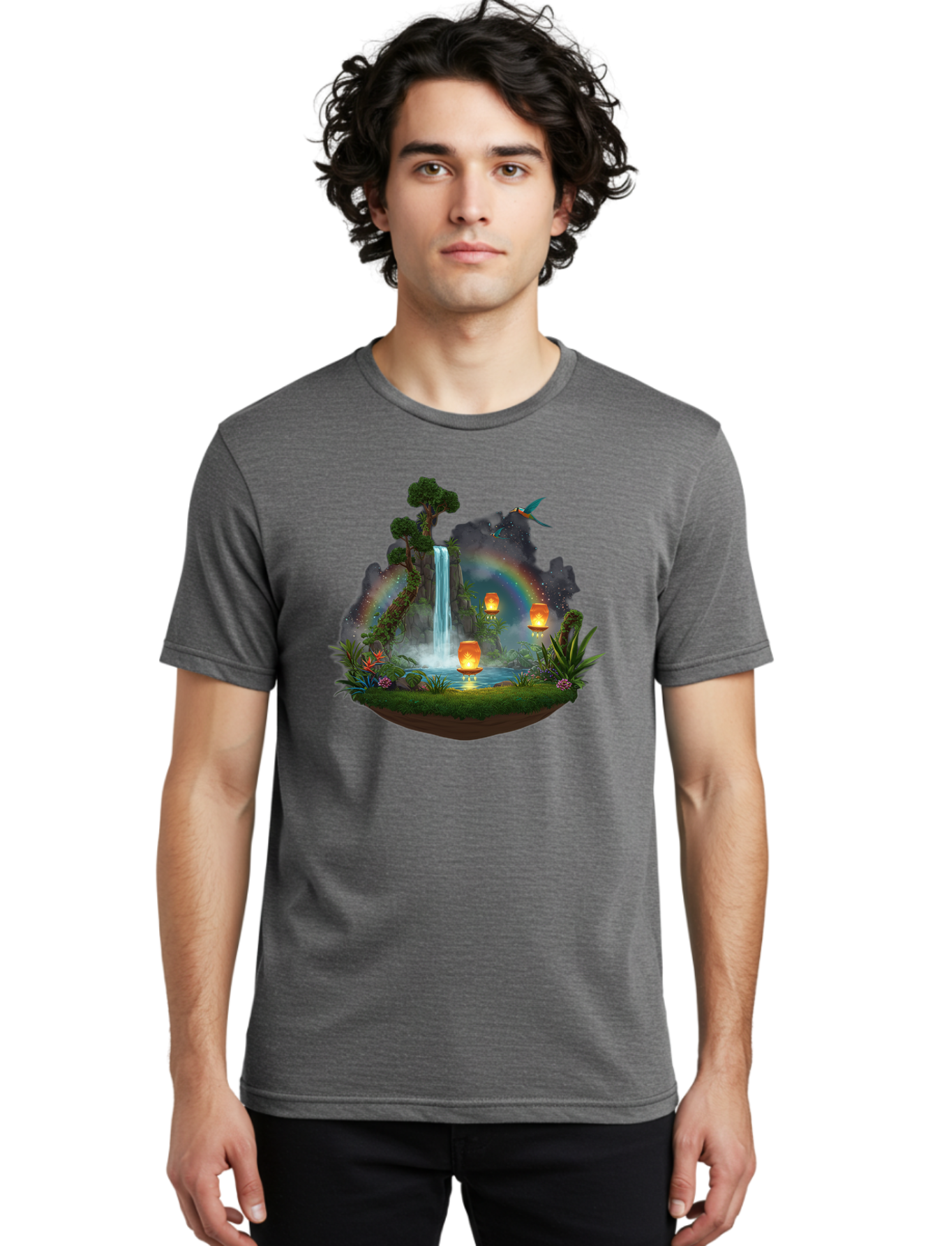 Waterfall-Scene Men'S Graphic Tee, 100% Cotton, Comfortable Casual Summer Wear, Machine Washable, Vintage Camera, Old Camera, Antique Camera, Black Camera, Classic Photography, Photography Equipment, Nostalgic Device, Film Camera, Camera Art Baj293 29