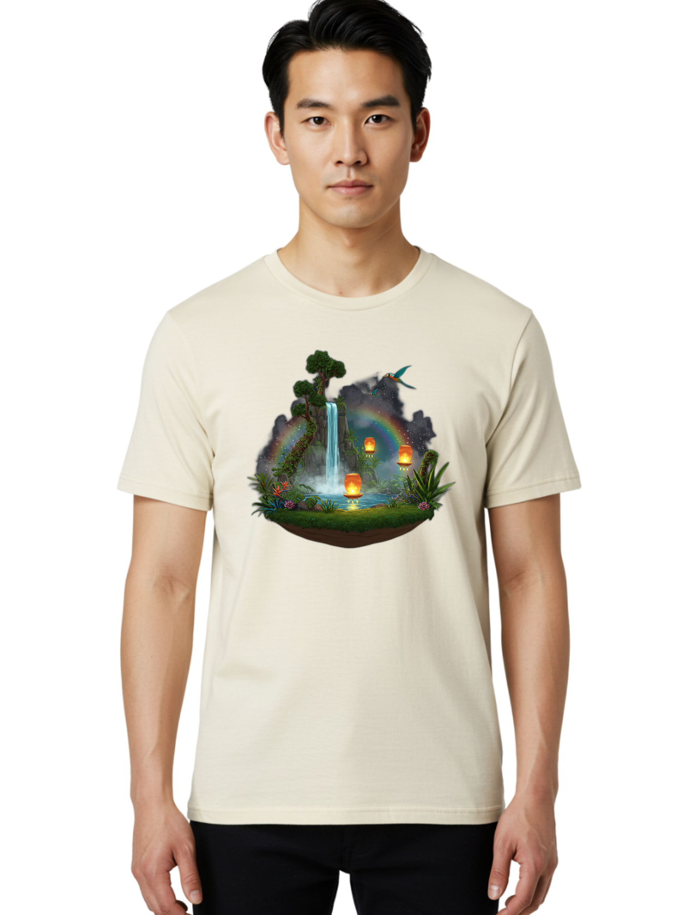 Waterfall-Scene Men'S Graphic Tee, 100% Cotton, Comfortable Casual Summer Wear, Machine Washable, Vintage Camera, Old Camera, Antique Camera, Black Camera, Classic Photography, Photography Equipment, Nostalgic Device, Film Camera, Camera Art Baj293 18
