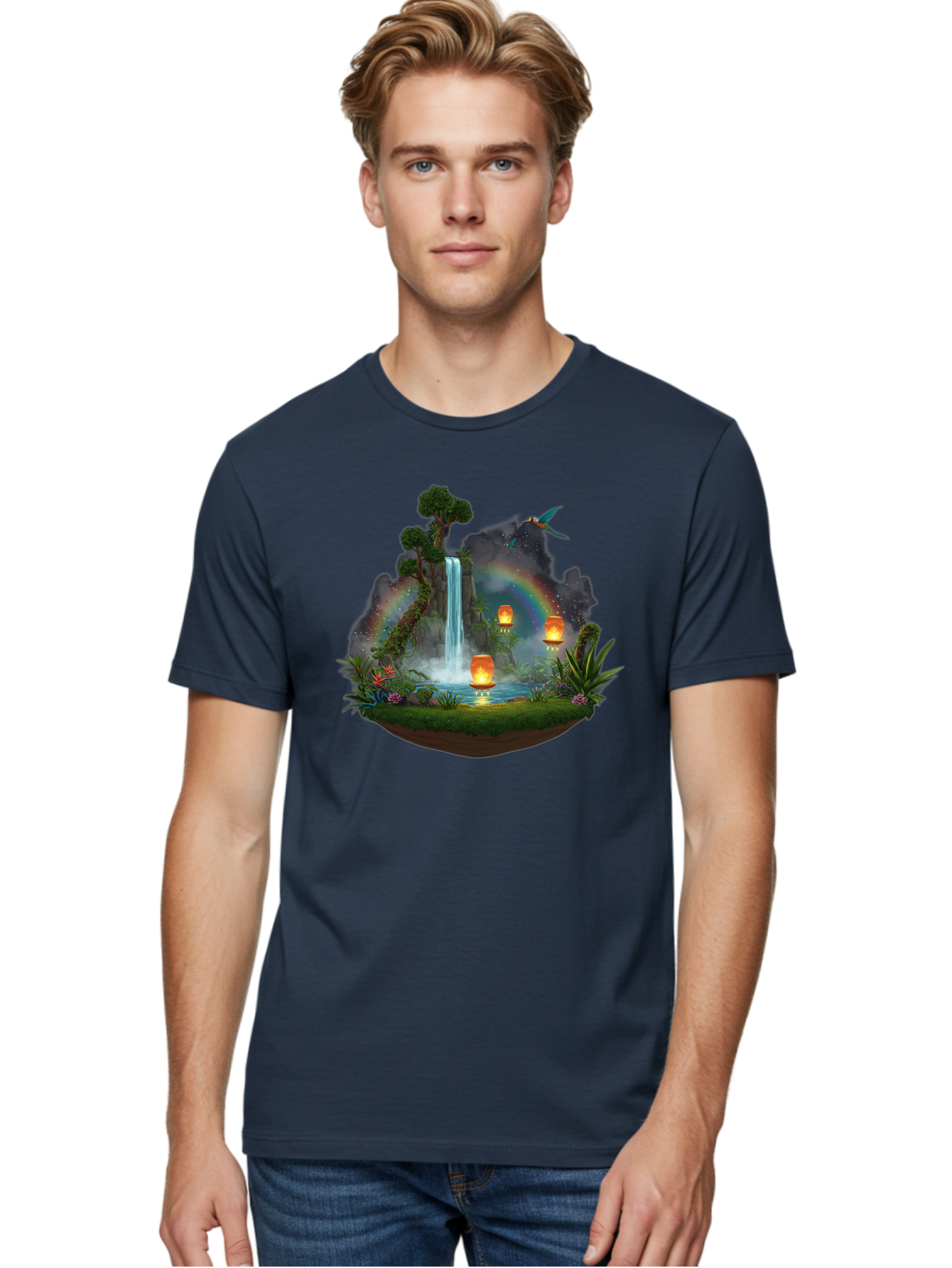 Waterfall-Scene Men'S Graphic Tee, 100% Cotton, Comfortable Casual Summer Wear, Machine Washable, Vintage Camera, Old Camera, Antique Camera, Black Camera, Classic Photography, Photography Equipment, Nostalgic Device, Film Camera, Camera Art Baj293 28