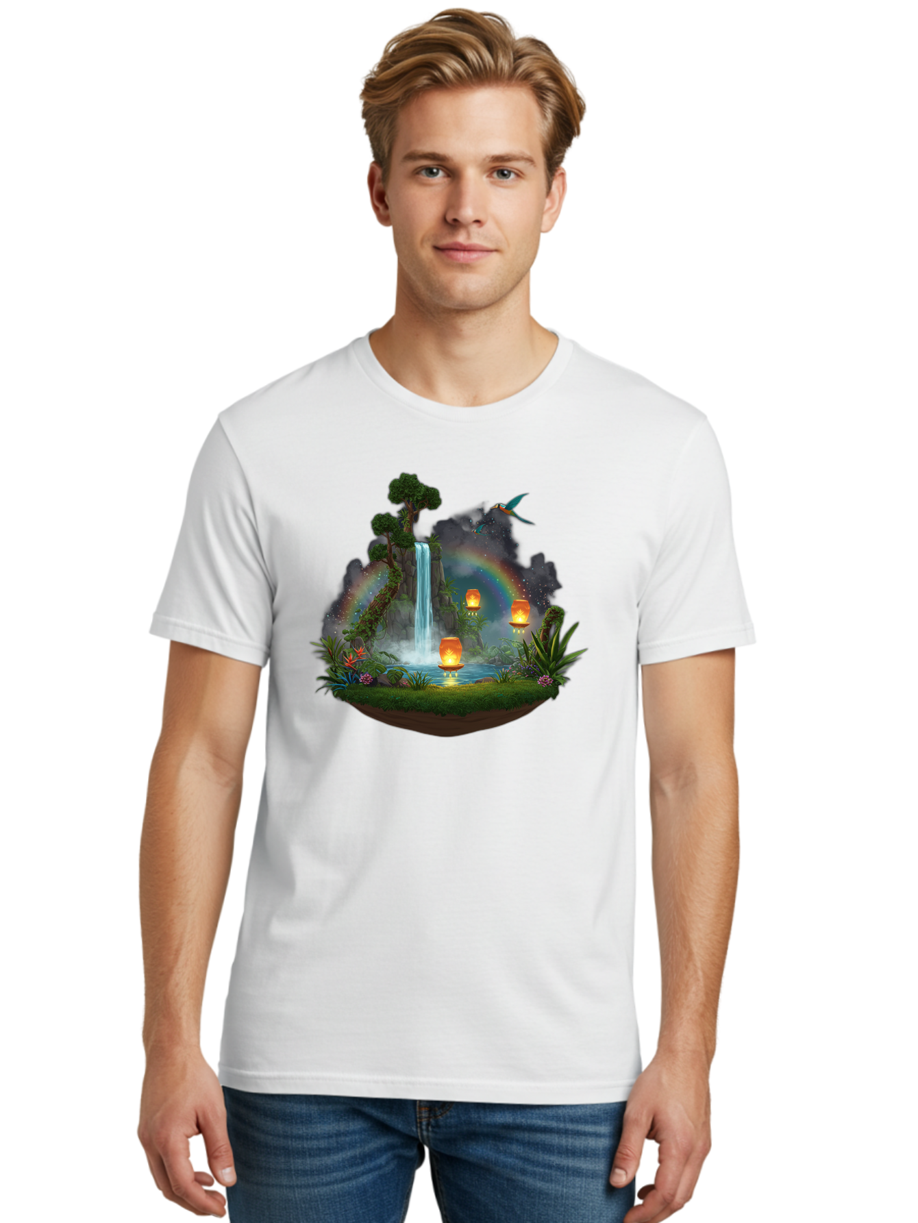 Waterfall-Scene Men'S Graphic Tee, 100% Cotton, Comfortable Casual Summer Wear, Machine Washable, Vintage Camera, Old Camera, Antique Camera, Black Camera, Classic Photography, Photography Equipment, Nostalgic Device, Film Camera, Camera Art Baj293 22