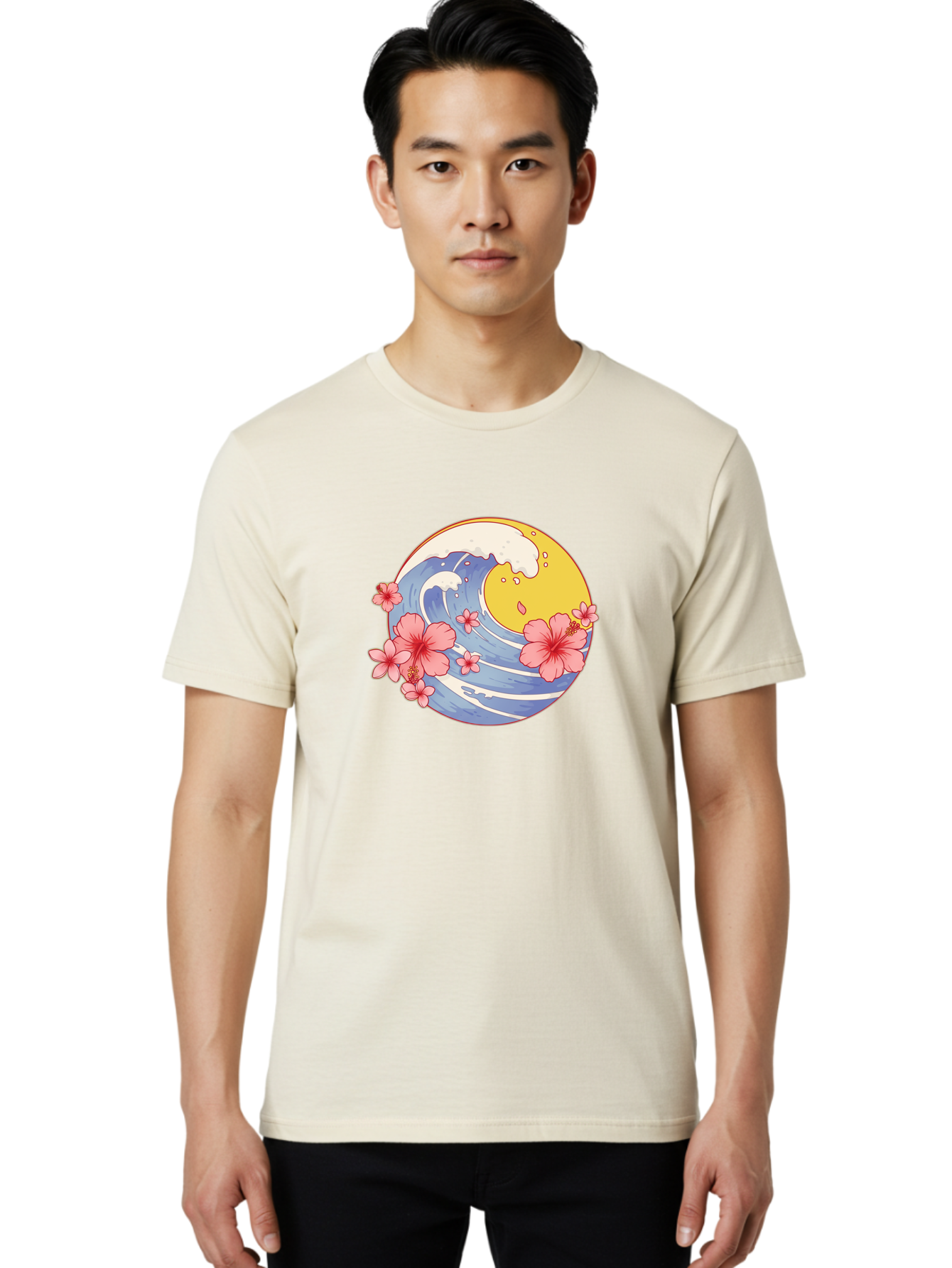 Wave-And-Cherry-Blossoms Men'S Graphic Tee, 100% Cotton, Comfortable Casual Summer Wear, Machine Washable, Vintage Camera, Old Camera, Antique Camera, Black Camera, Classic Photography, Photography Equipment, Nostalgic Device, Film Camera, Baj294 25