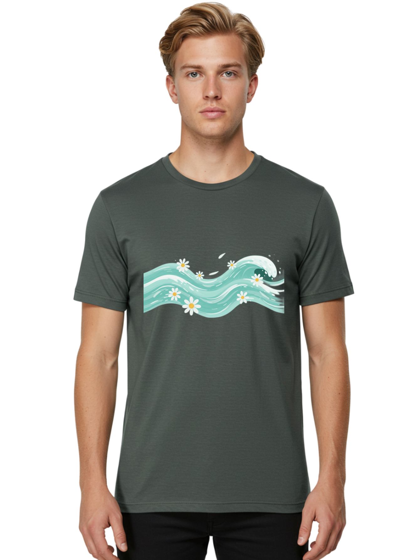 Waves-With-Daisies Men'S Graphic Tee, 100% Cotton, Comfortable Casual Summer Wear, Machine Washable, Vintage Camera, Old Camera, Antique Camera, Black Camera, Classic Photography, Photography Equipment, Nostalgic Device, Film Camera, Baj298 24