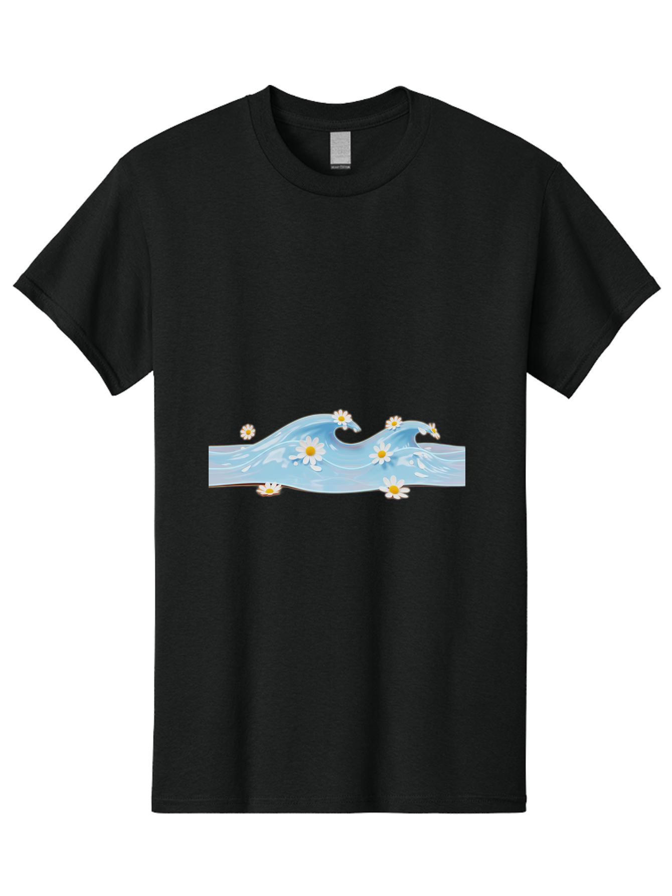 Wavy-Water-With-Daisies Men'S Graphic Tee, 100% Cotton, Comfortable Casual Summer Wear, Machine Washable, Vintage Camera, Old Camera, Antique Camera, Black Camera, Classic Photography, Photography Equipment, Nostalgic Device, Film Camera, Baj299 6