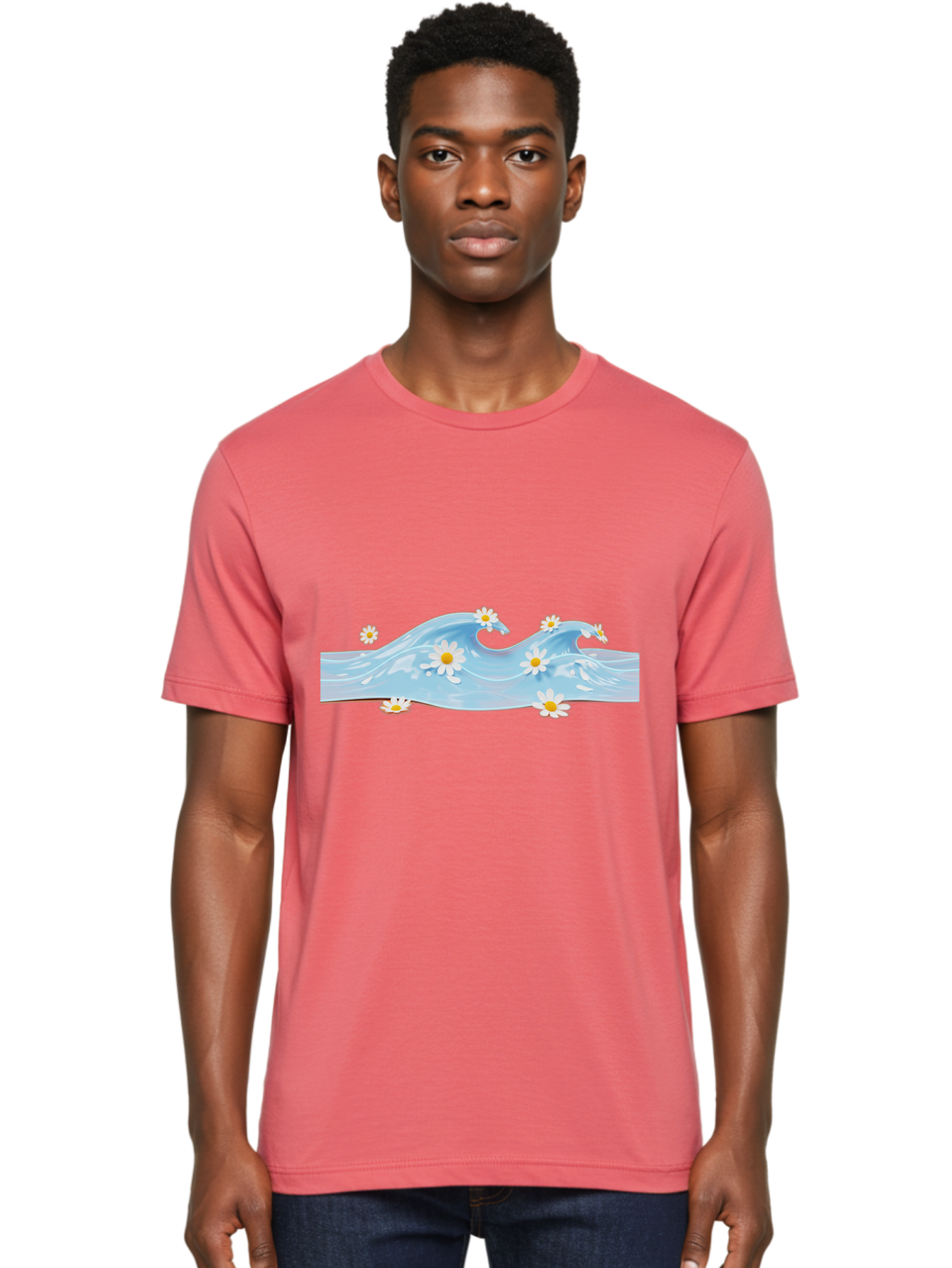 Wavy-Water-With-Daisies Men'S Graphic Tee, 100% Cotton, Comfortable Casual Summer Wear, Machine Washable, Vintage Camera, Old Camera, Antique Camera, Black Camera, Classic Photography, Photography Equipment, Nostalgic Device, Film Camera, Baj299 17