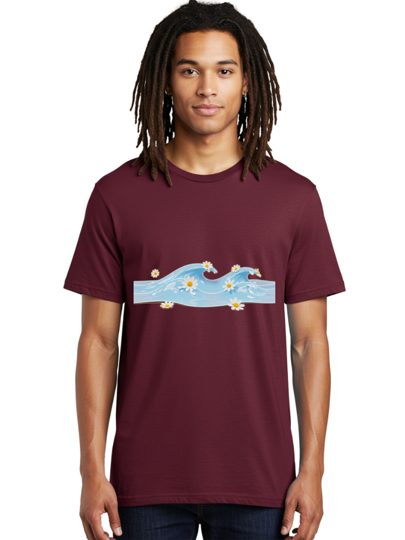 Wavy-Water-With-Daisies Men'S Graphic Tee, 100% Cotton, Comfortable Casual Summer Wear, Machine Washable, Vintage Camera, Old Camera, Antique Camera, Black Camera, Classic Photography, Photography Equipment, Nostalgic Device, Film Camera, Baj299 30